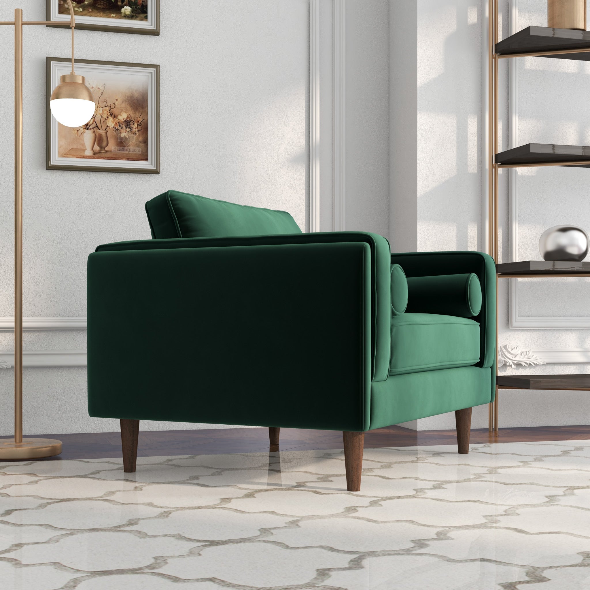 Fordham Lounge Chair Green Velvet