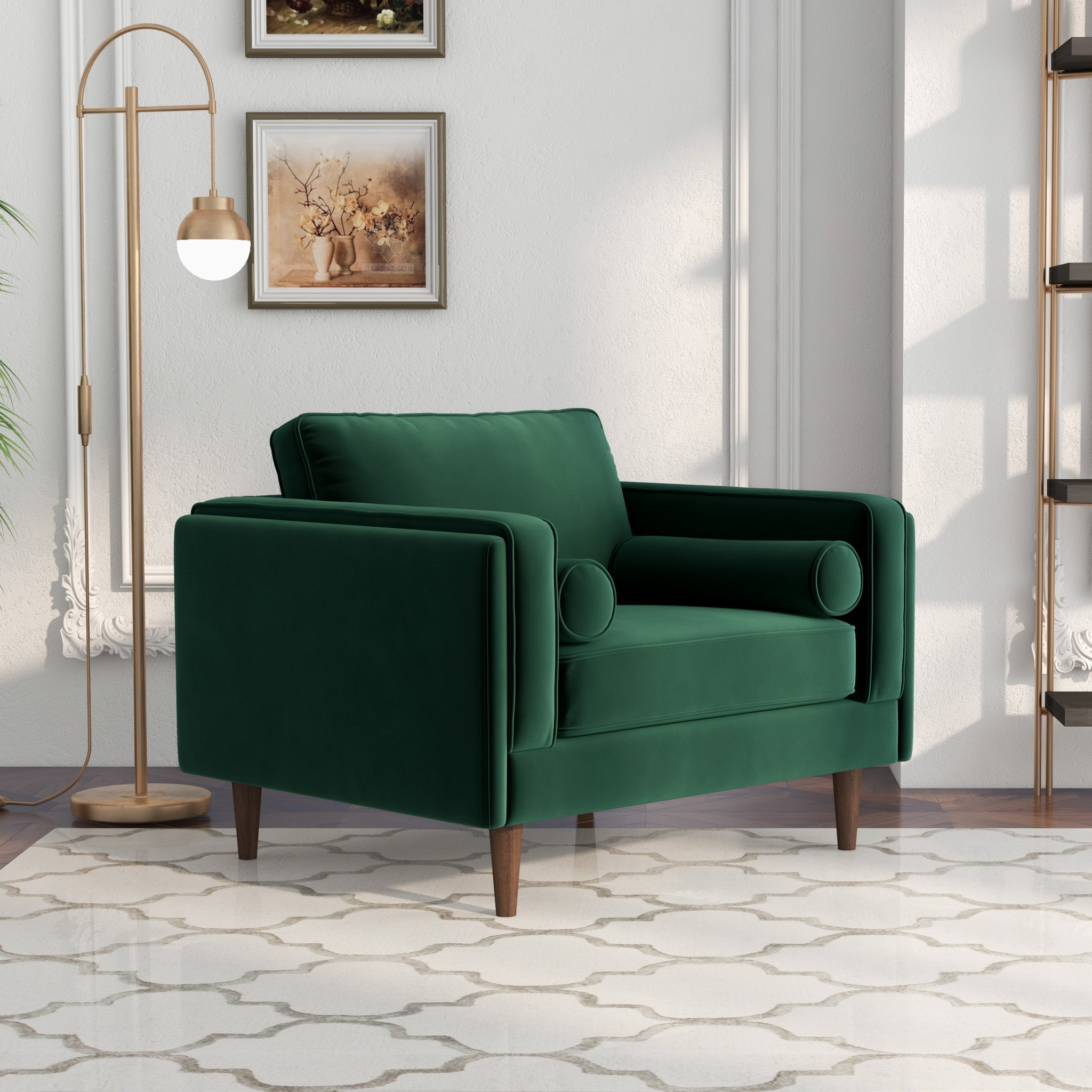 Fordham Lounge Chair Green Velvet