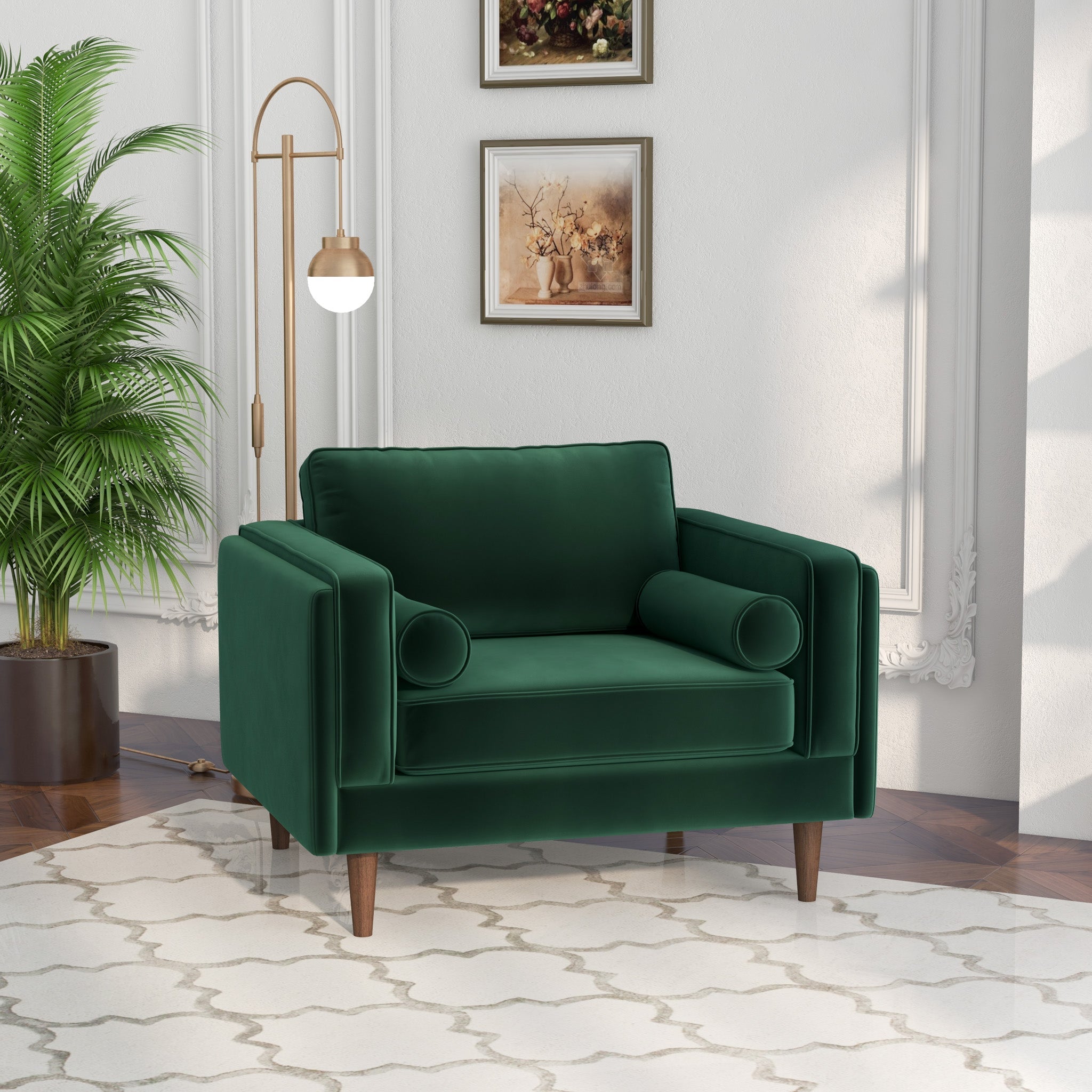 Fordham Lounge Chair Green Velvet