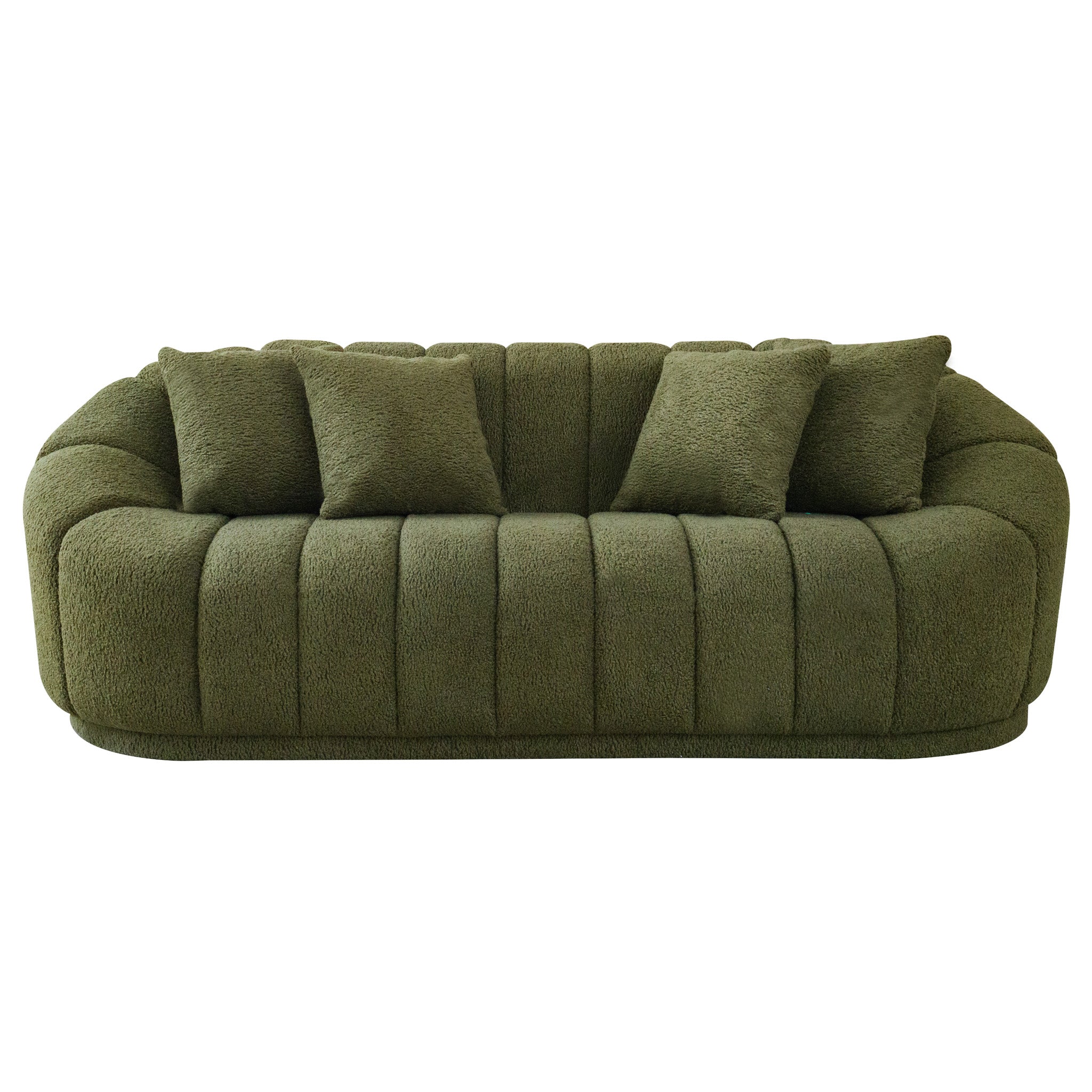 Forrester Sofa Modern Japandi Style Tight Back Green Boucle