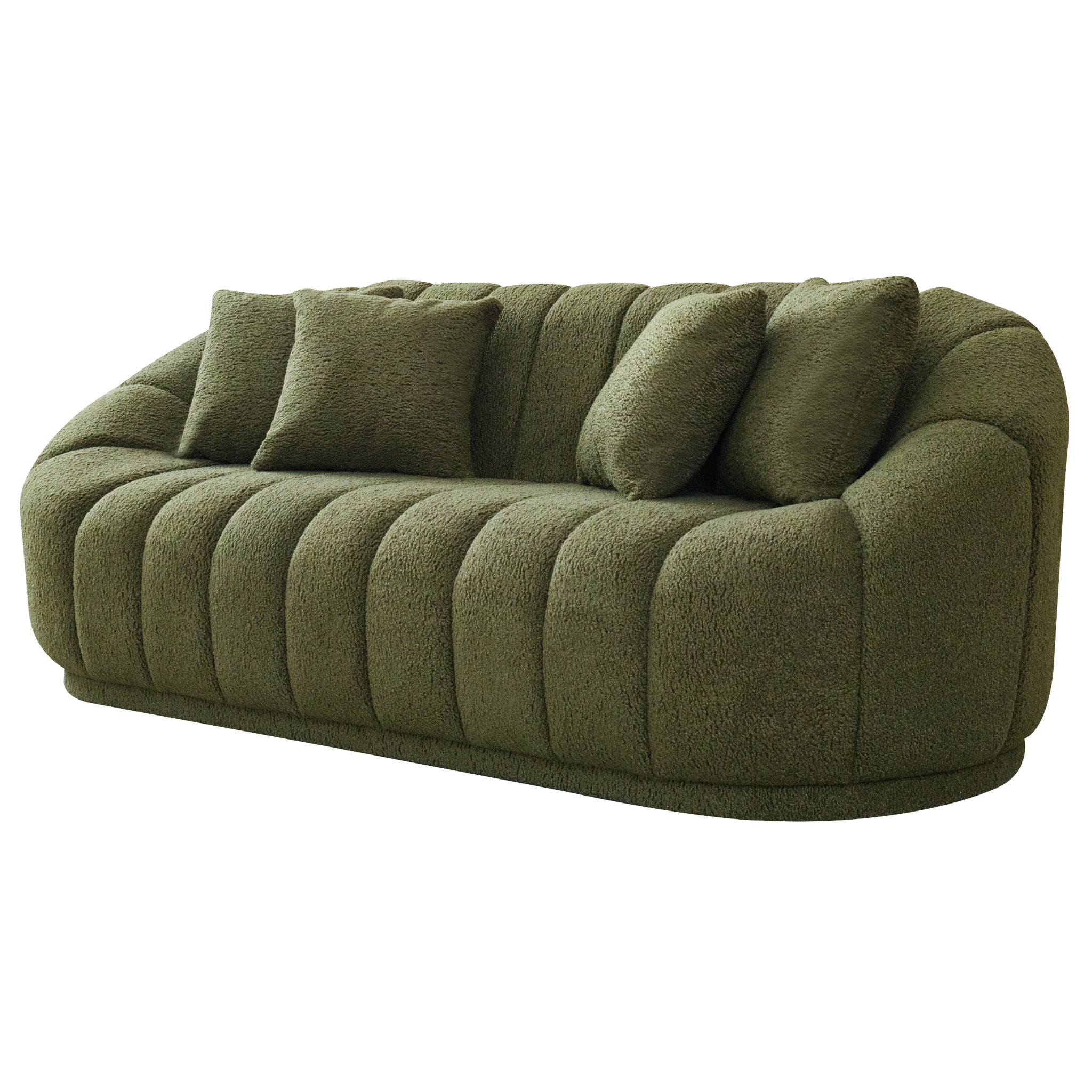 Forrester Sofa Modern Japandi Style Tight Back Green Boucle