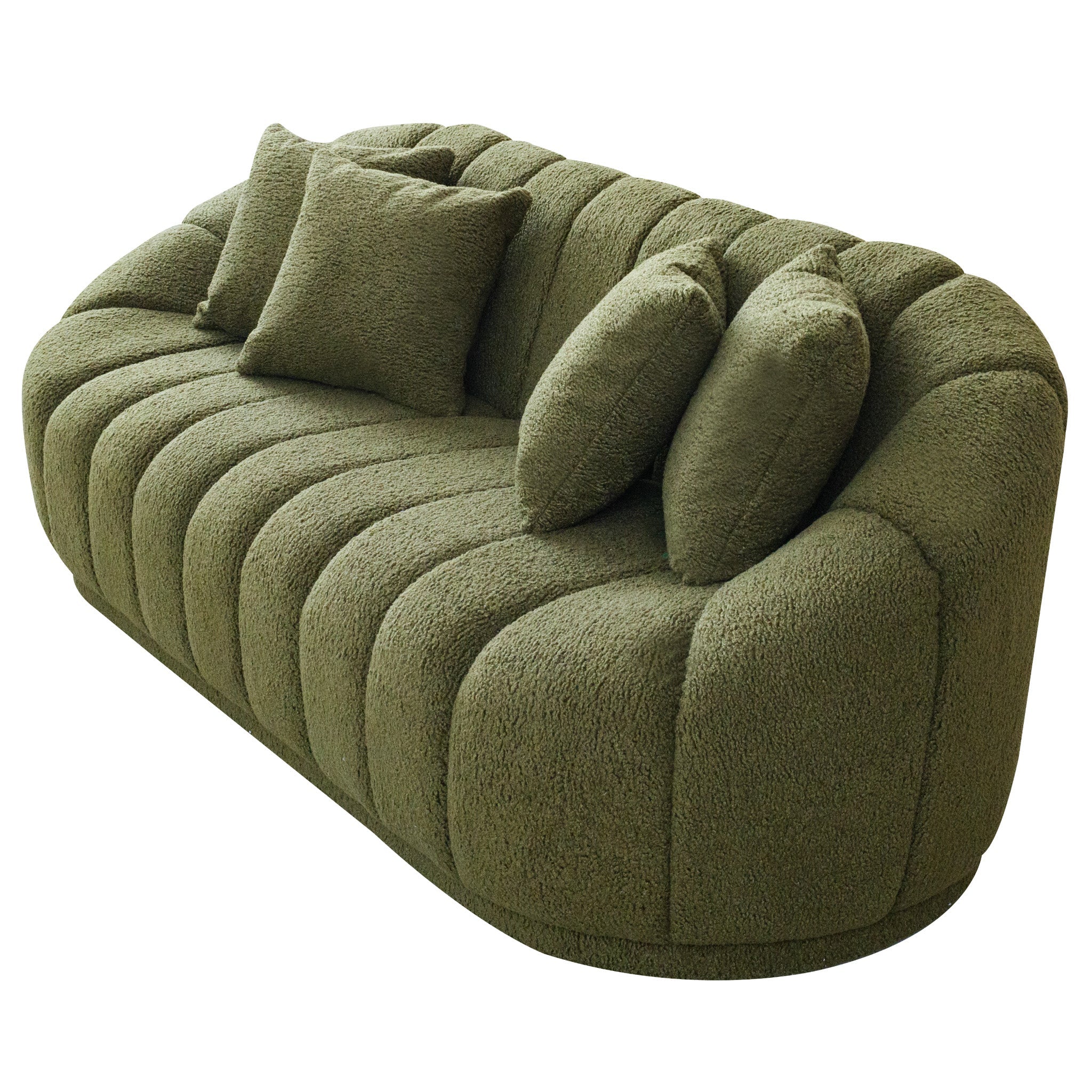 Forrester Sofa Modern Japandi Style Tight Back Green Boucle