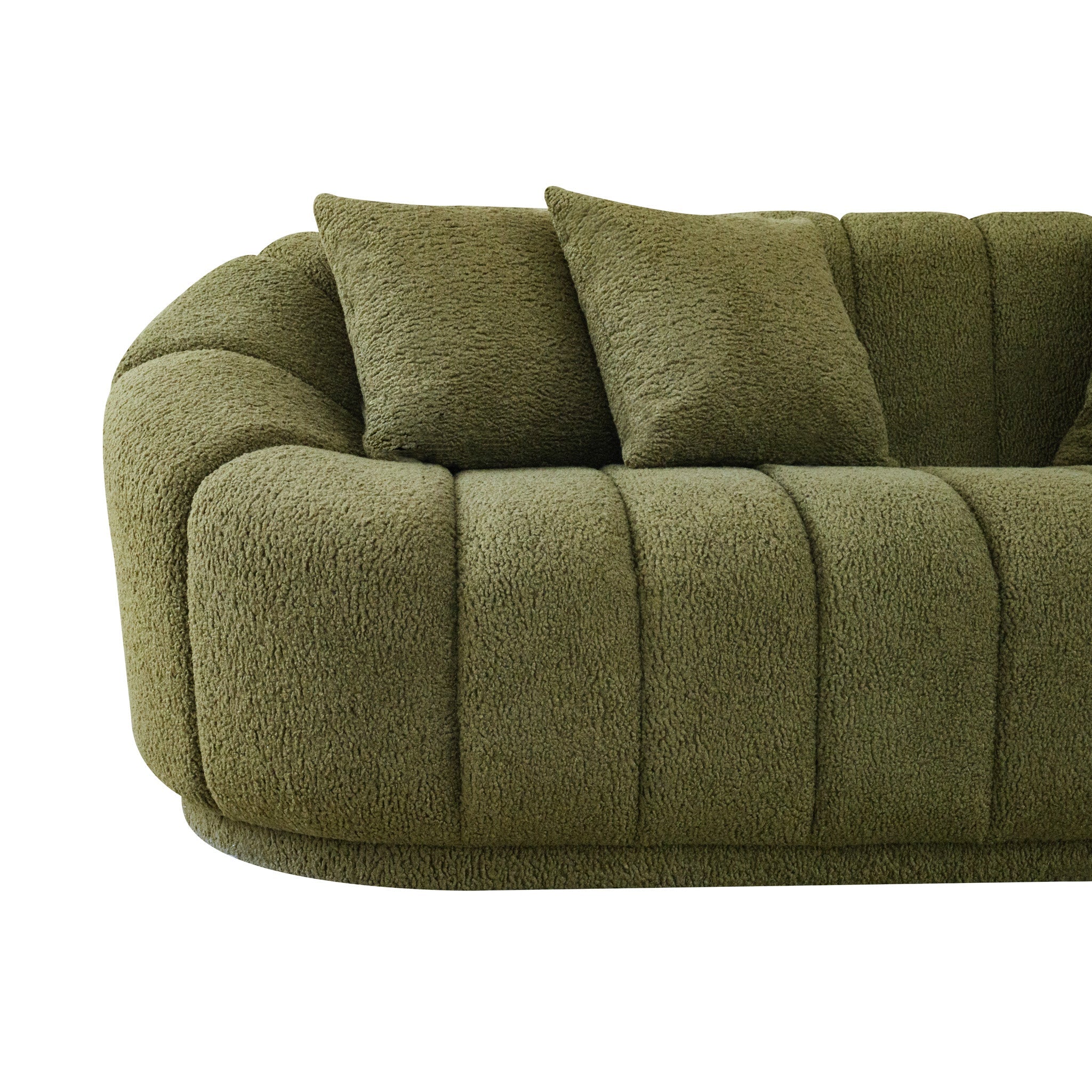 Forrester Sofa Modern Japandi Style Tight Back Green Boucle