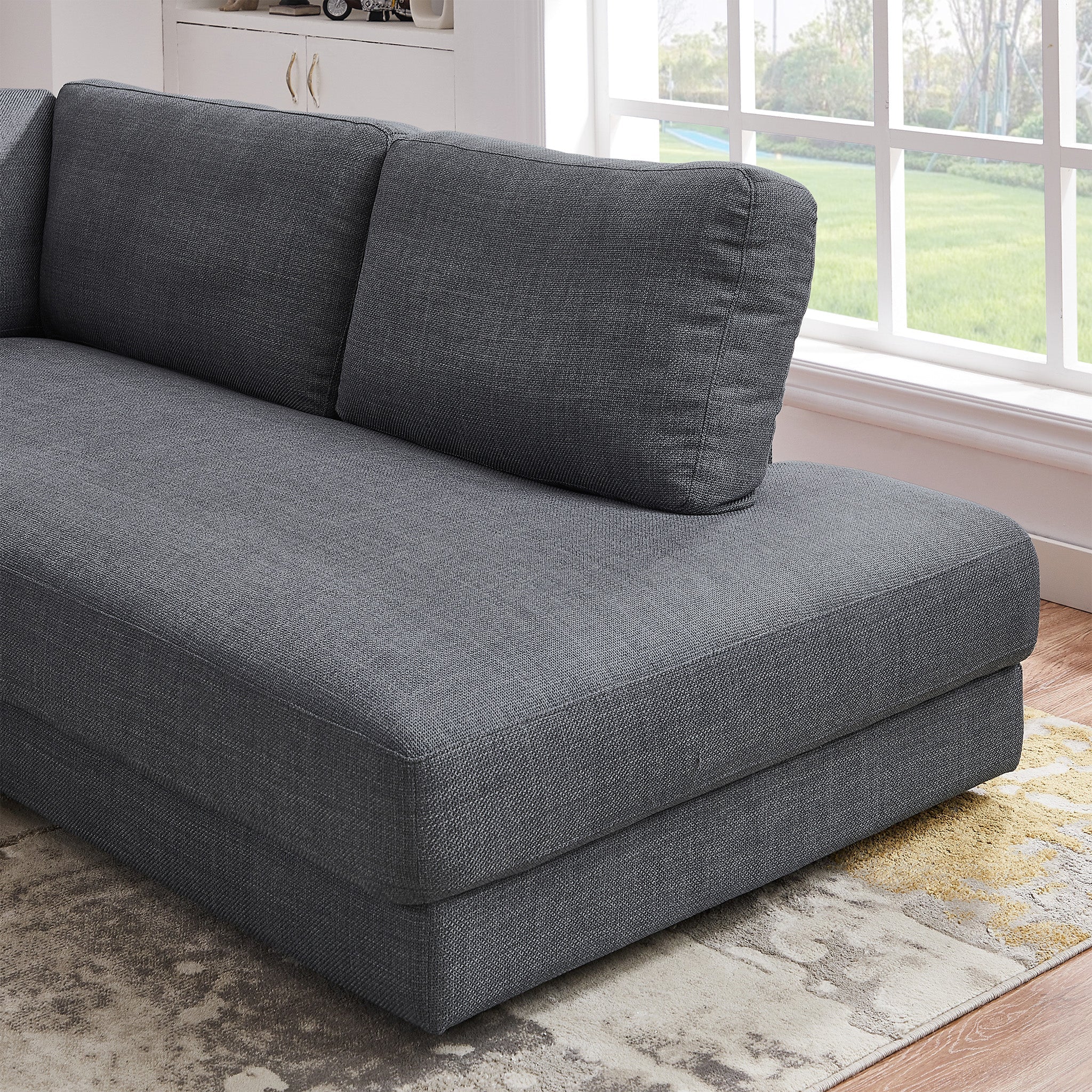 Glendale Grey Linen L Shaped Right Sectional Sofa