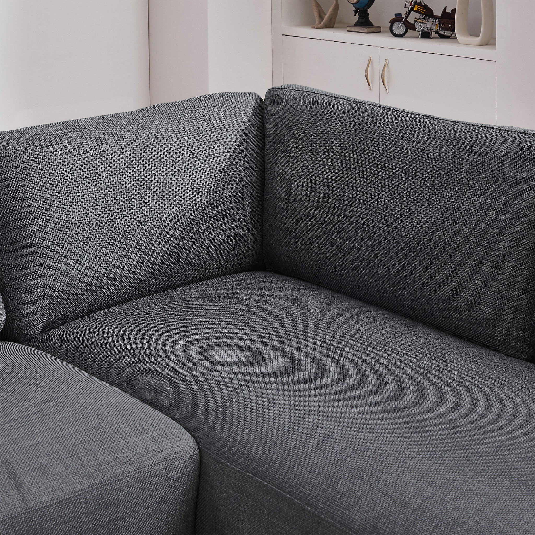 Glendale Grey Linen L Shaped Right Sectional Sofa