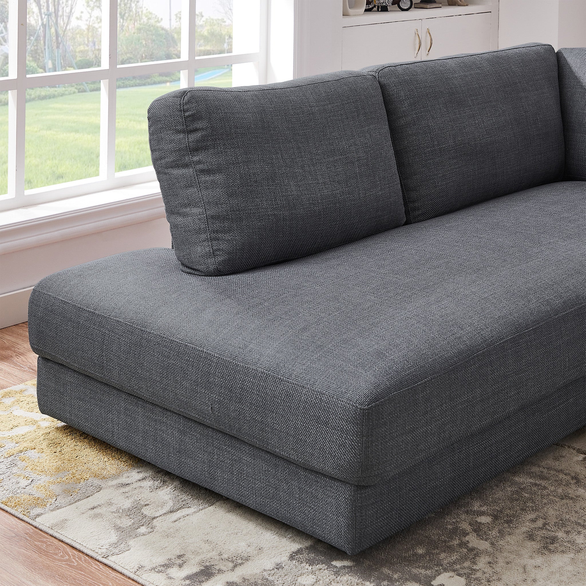 Glendale Grey Linen L Shaped Left Sectional Sofa