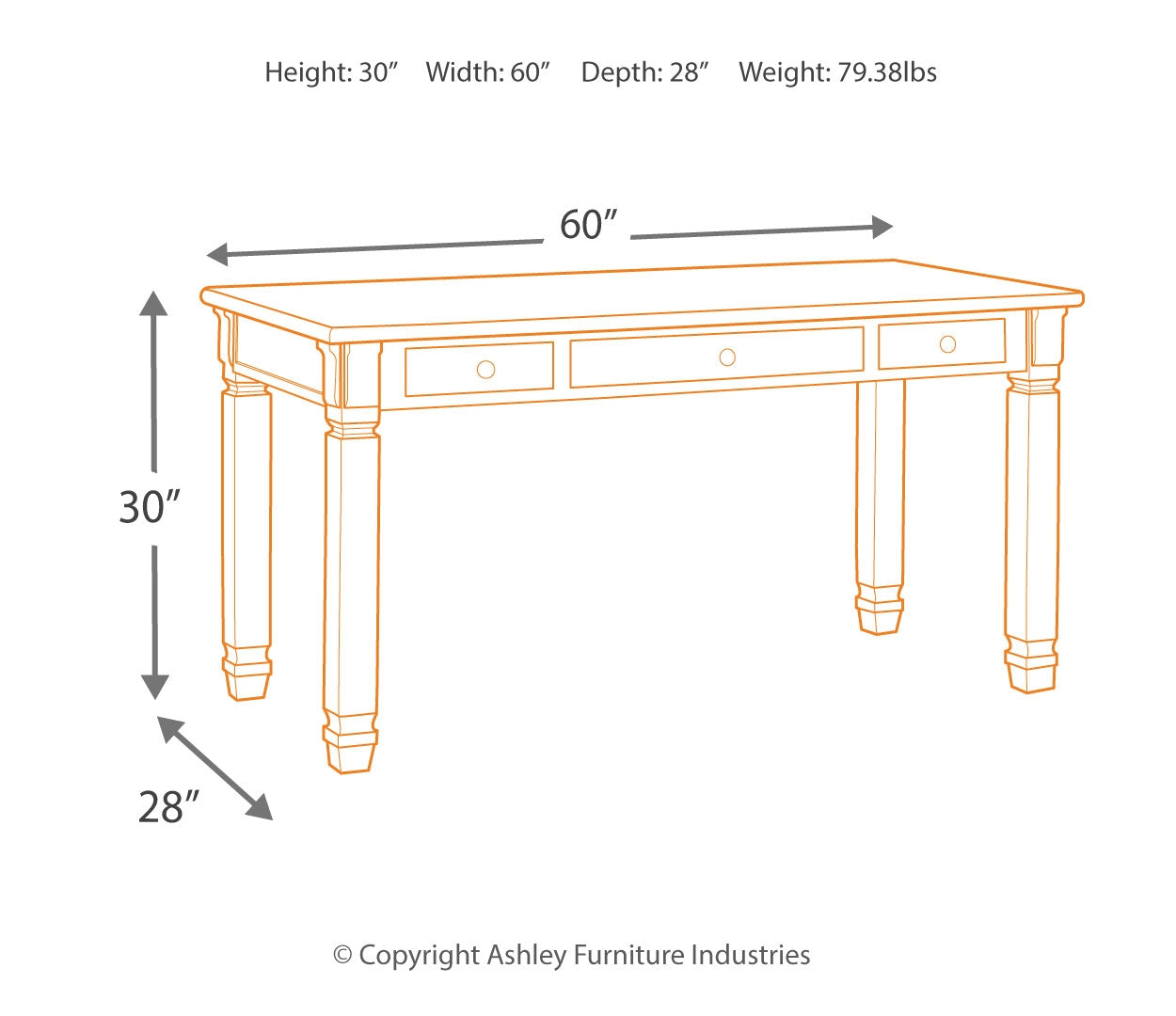 Bolanburg 60" Home Office Desk