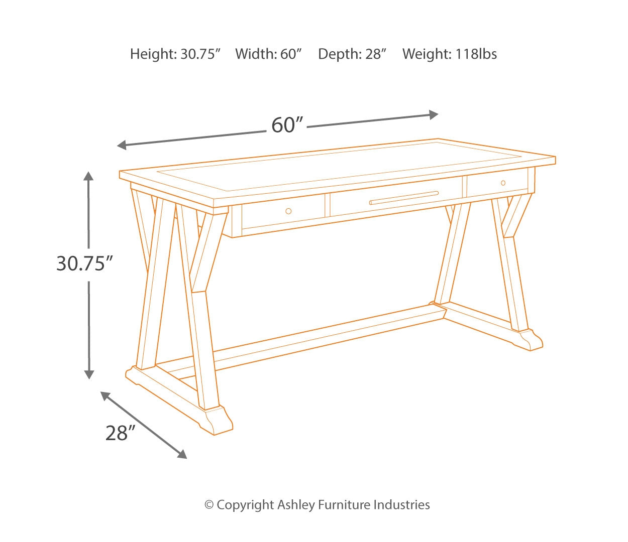 Luxenford 60" Home Office Desk