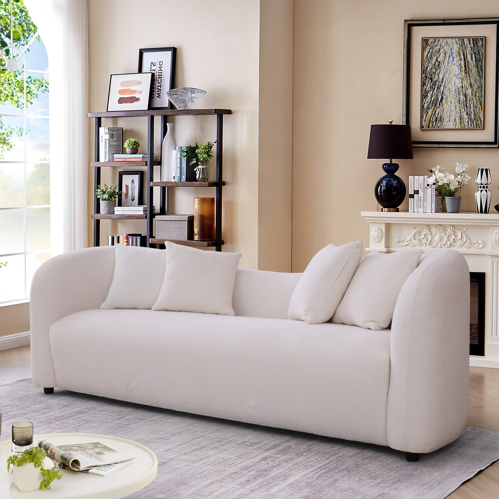 Hana White Boucle Sofa