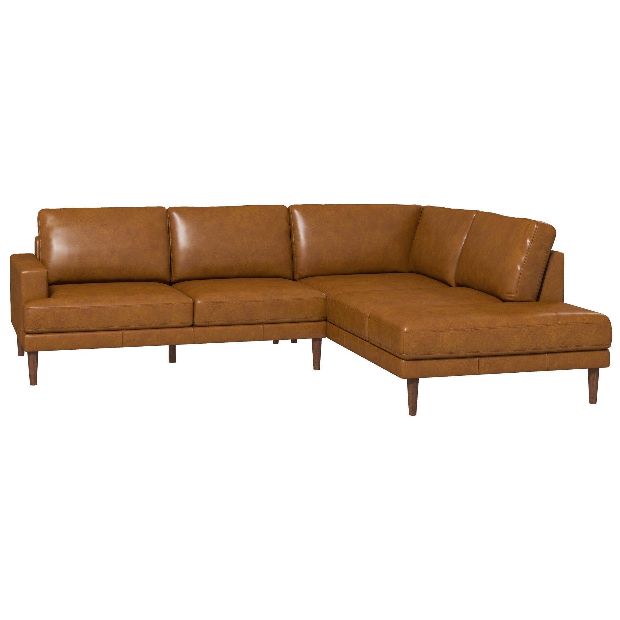 Harmony Tan Leather Sectional Sofa Right Facing Chaise