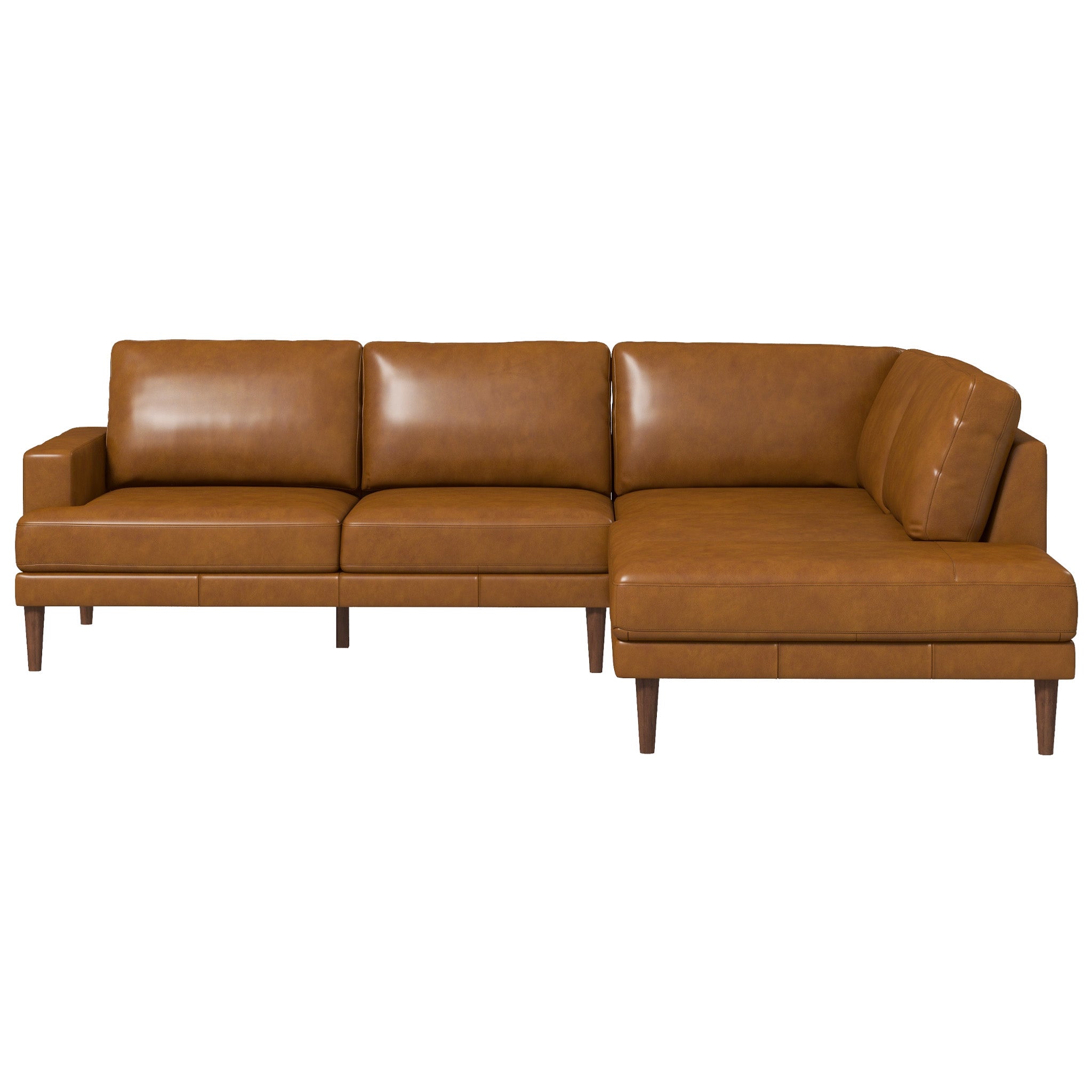 Harmony Tan Leather Sectional Sofa Right Facing Chaise