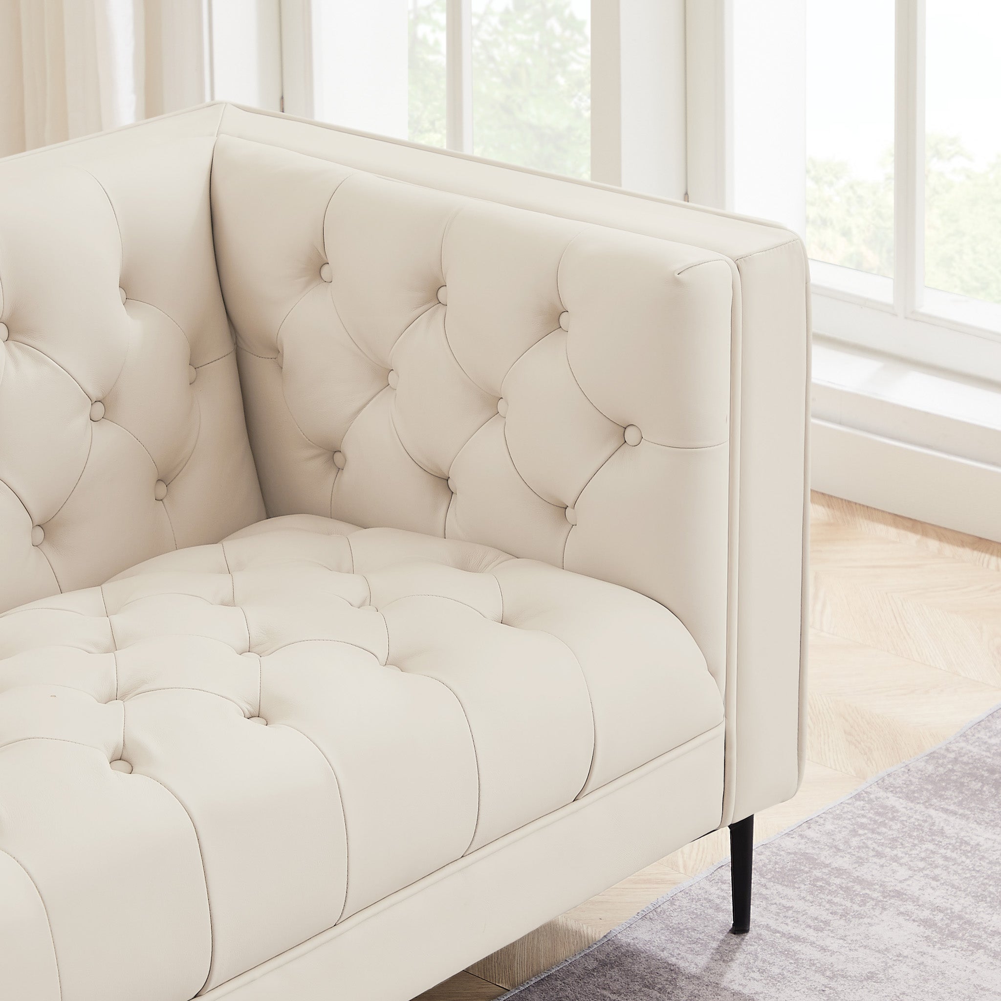 Houston Cream Leather Sofa