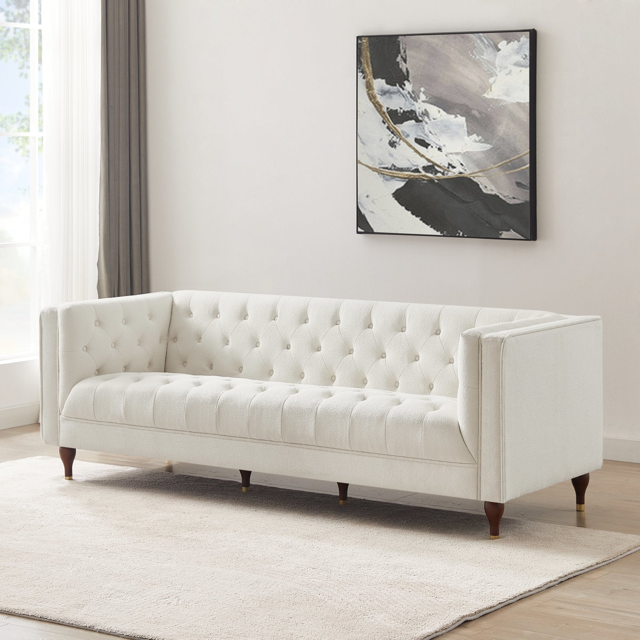 Houston Beige Boucle Modern Sofa