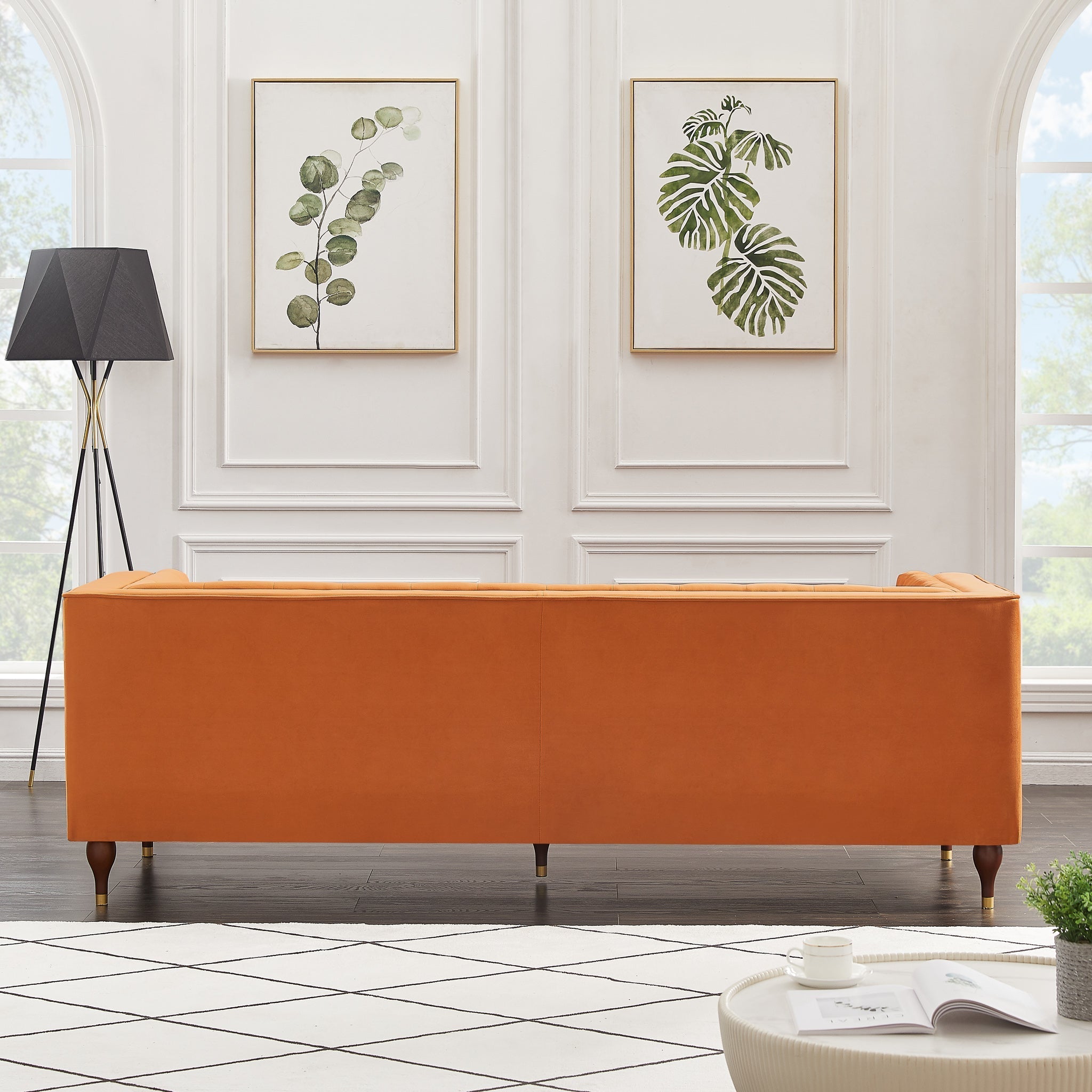 Houston Modern Sofa Burnt Orange Velvet