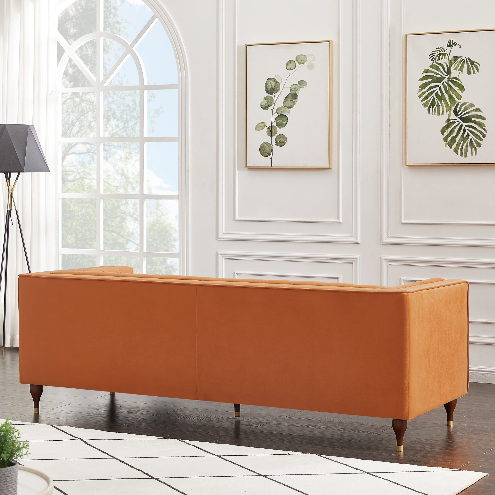 Houston Modern Sofa Burnt Orange Velvet