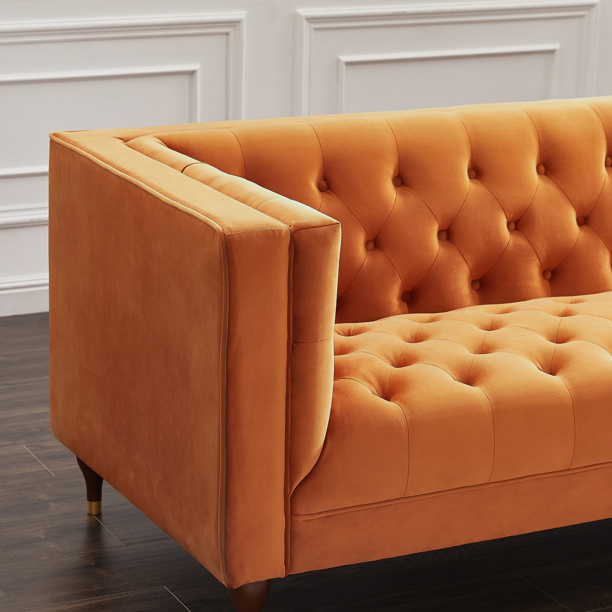 Houston Modern Sofa Burnt Orange Velvet