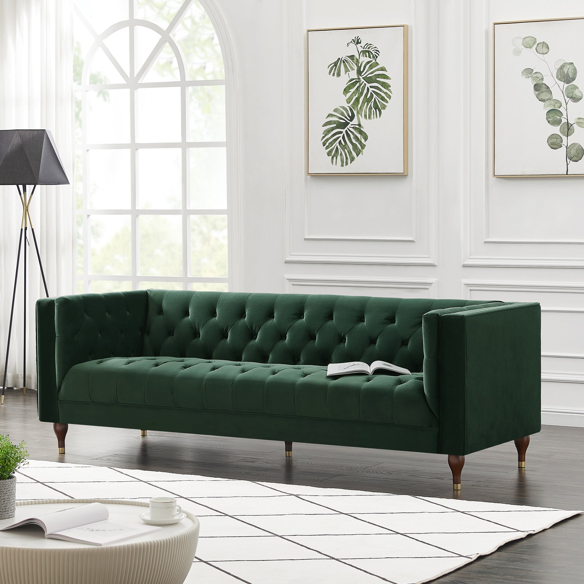 Houston Modern Sofa Green Velvet