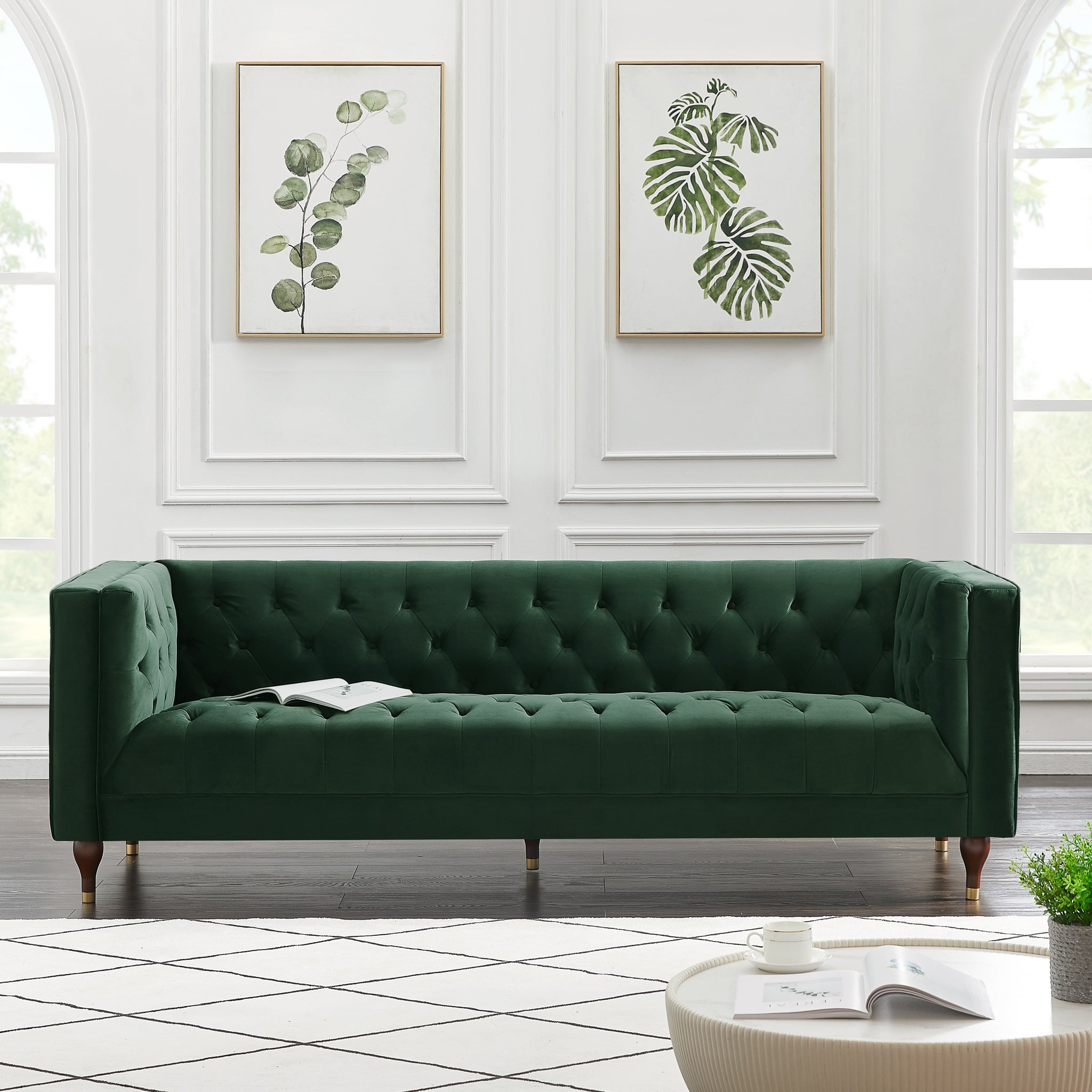 Houston Modern Sofa Green Velvet