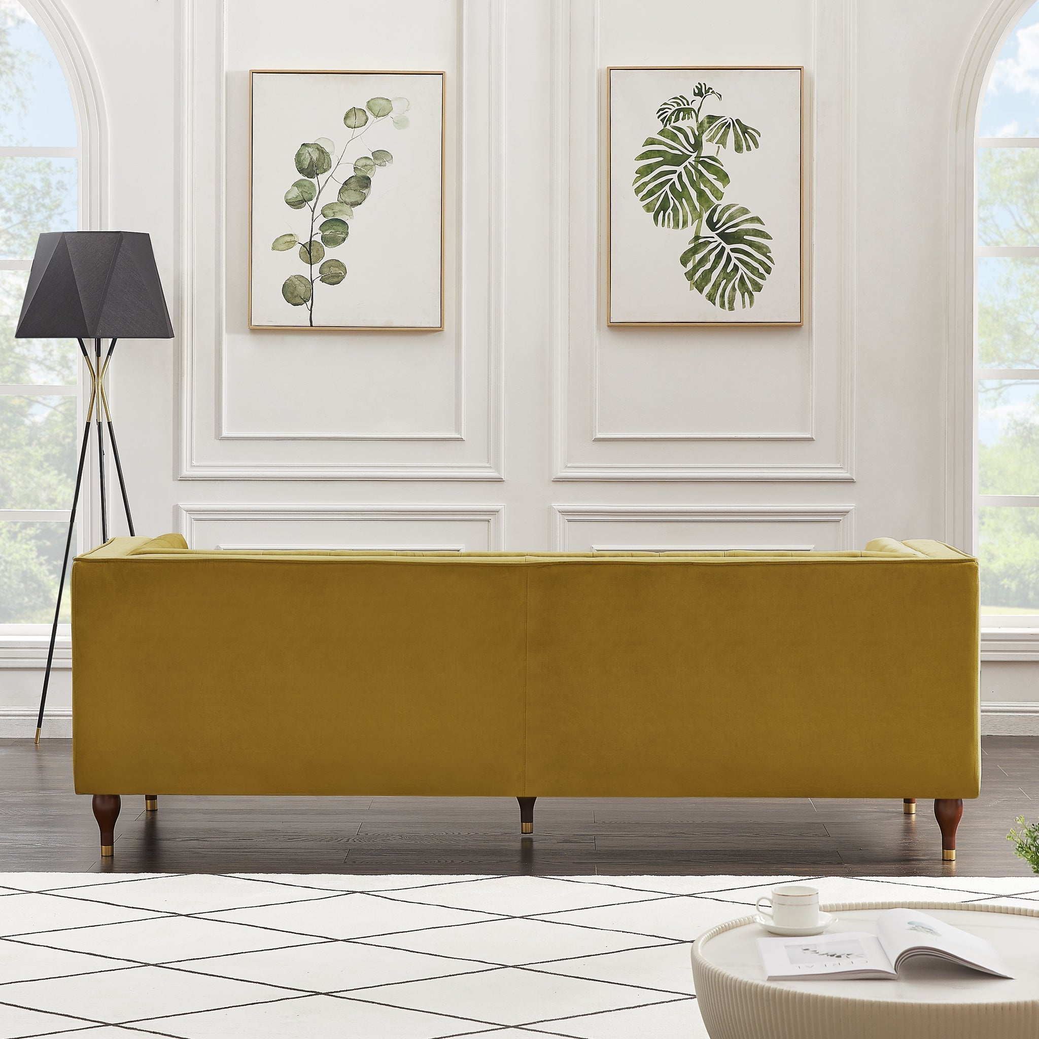 Houston Modern Sofa Dark Yellow Velvet