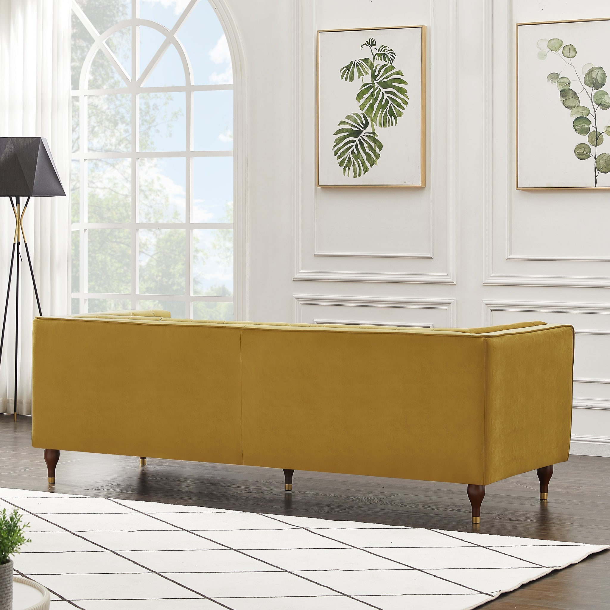 Houston Modern Sofa Dark Yellow Velvet