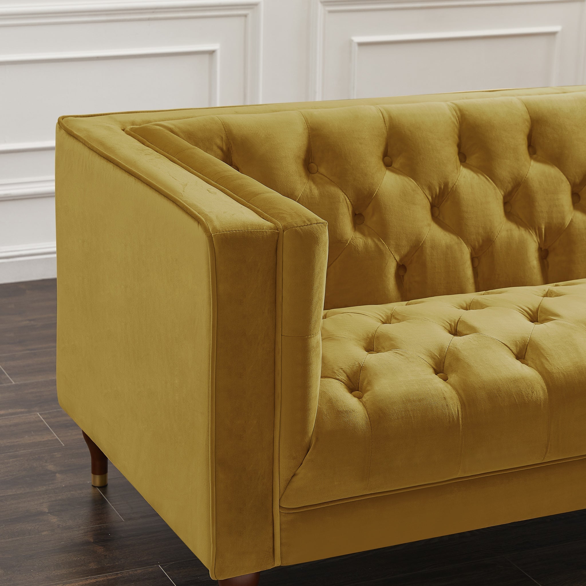 Houston Modern Sofa Dark Yellow Velvet