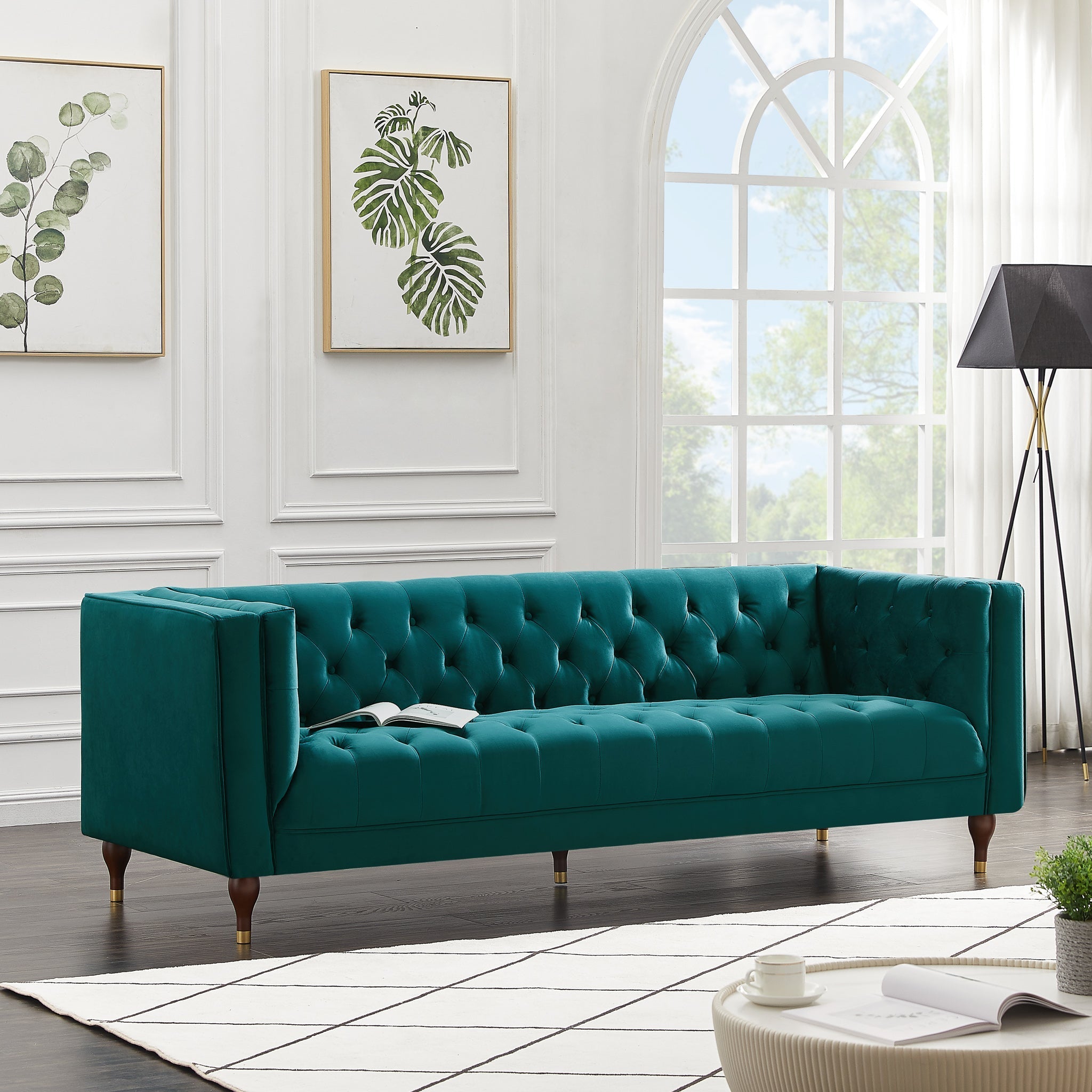 Houston Modern Sofa Teal Velvet