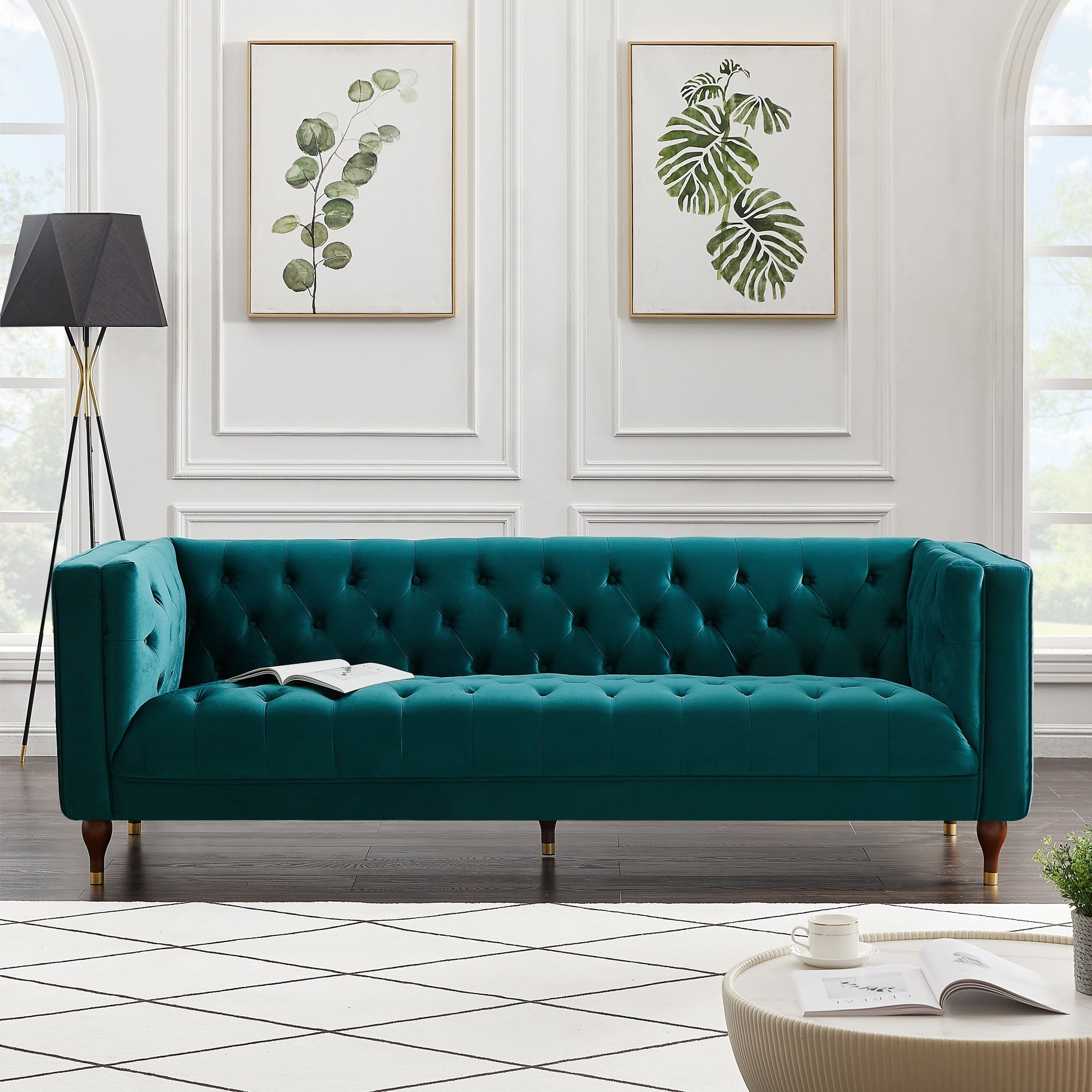 Houston Modern Sofa Teal Velvet