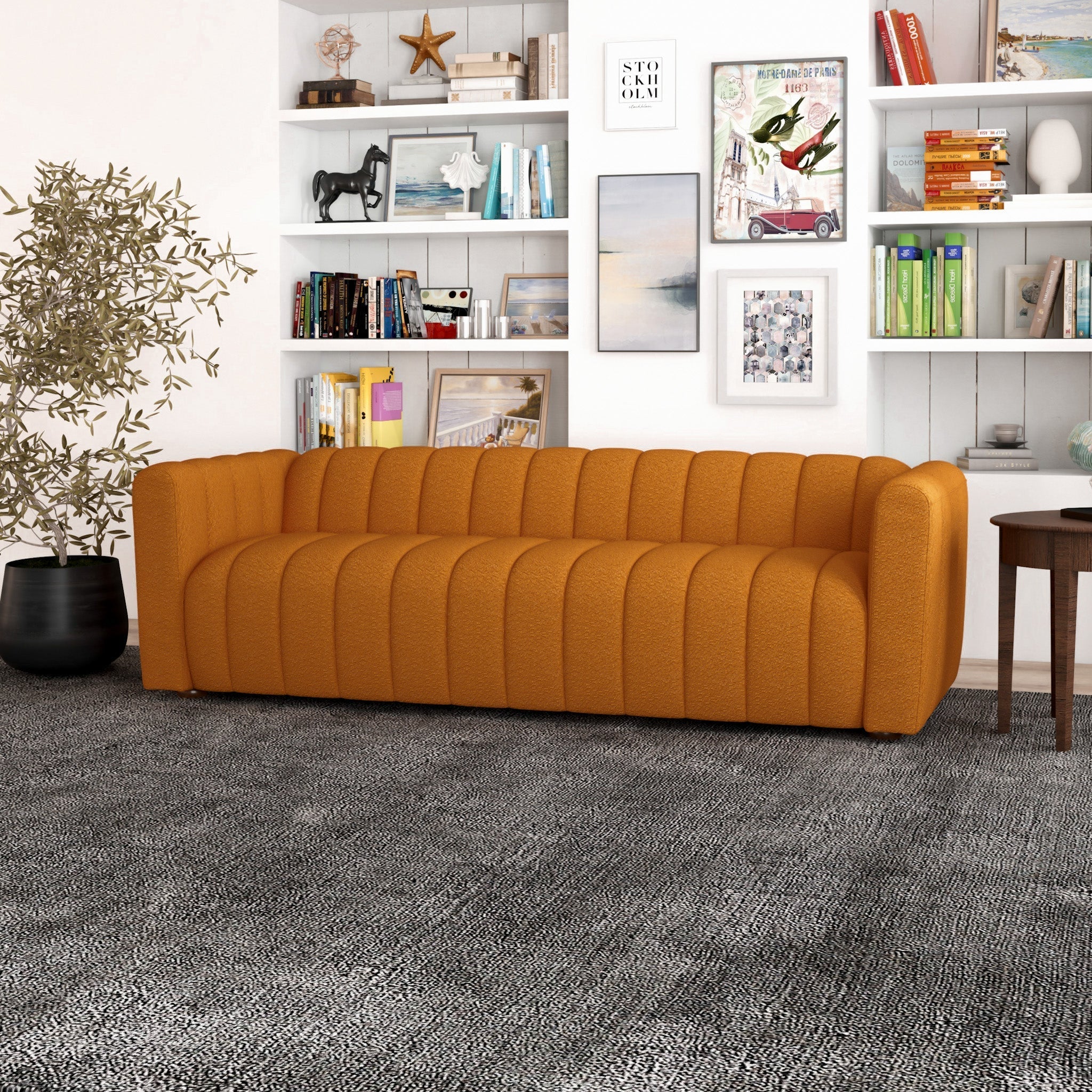 Clara Sofa Burnt Orange Boucle