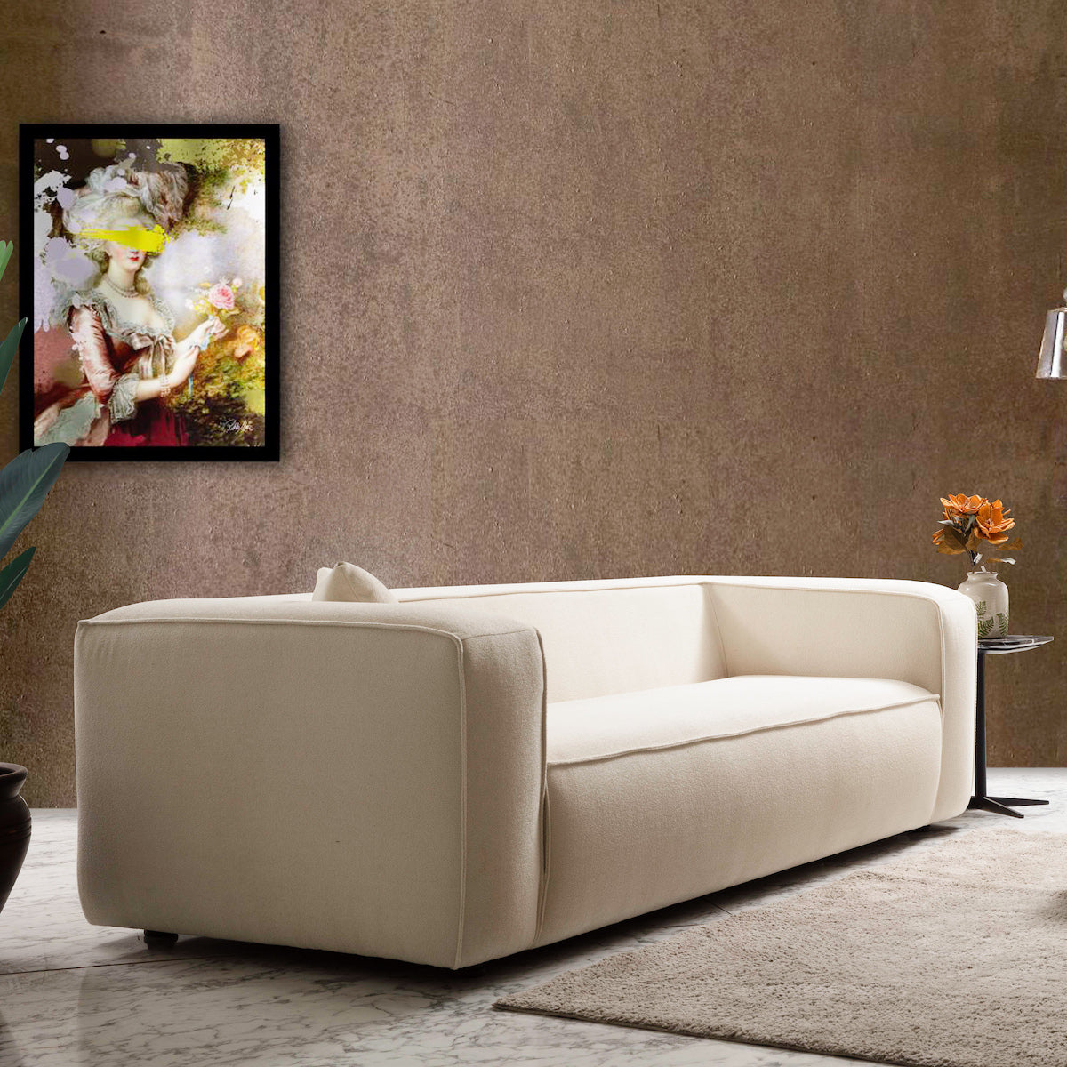 Barcelona Modern Boucle Sofa Cream