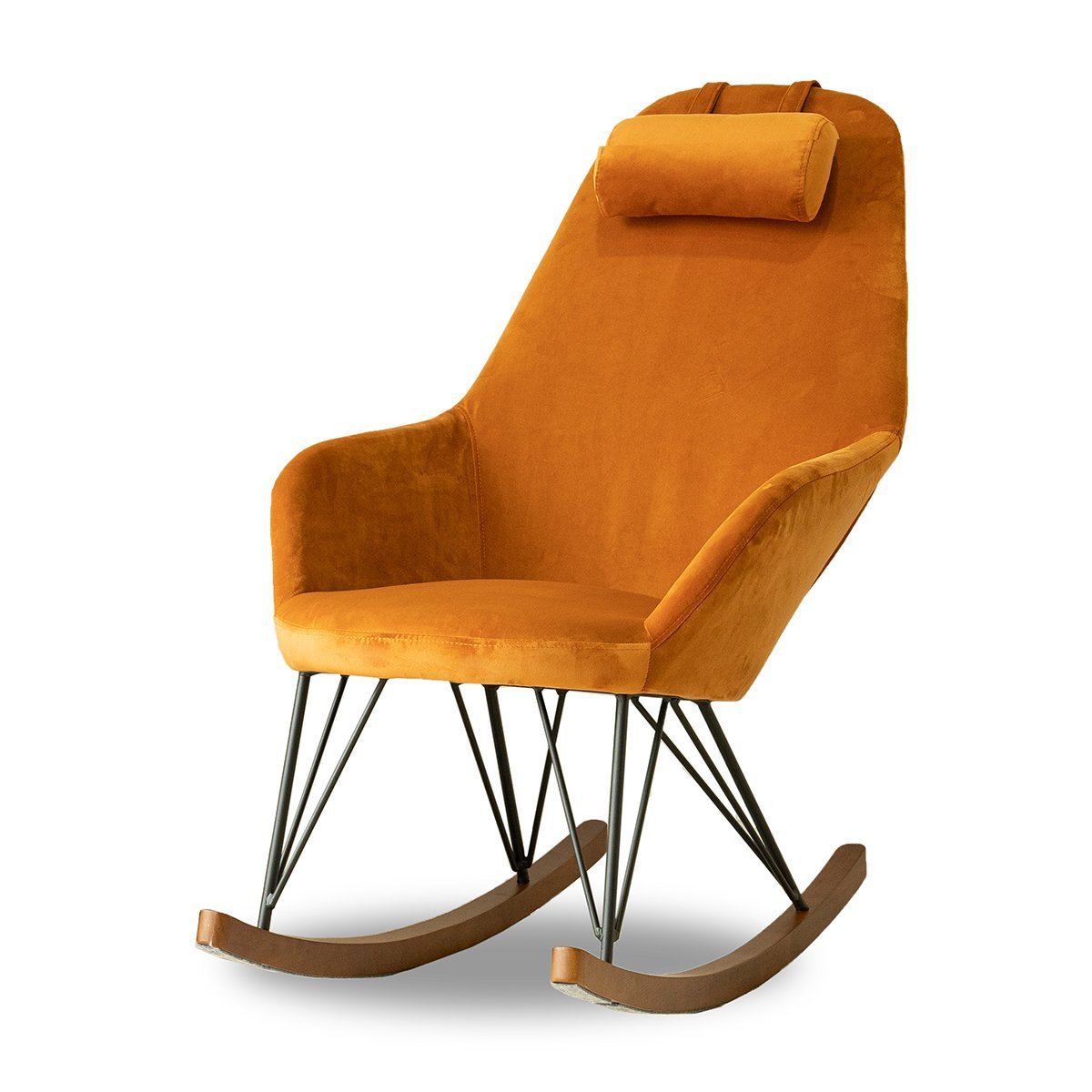 Ingrid Orange Velvet Rocking Chair