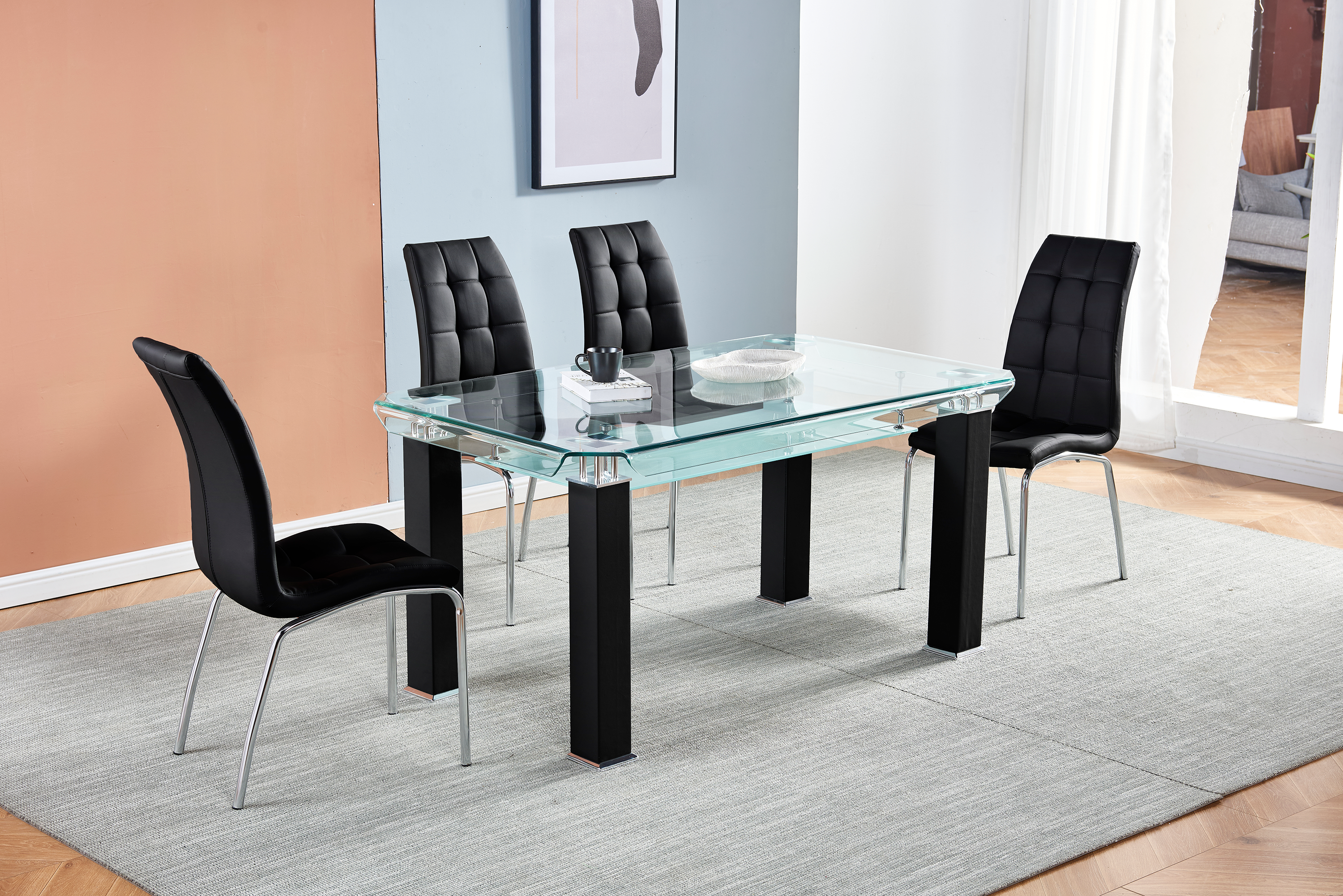 Sarasota Glass Dining Table Black