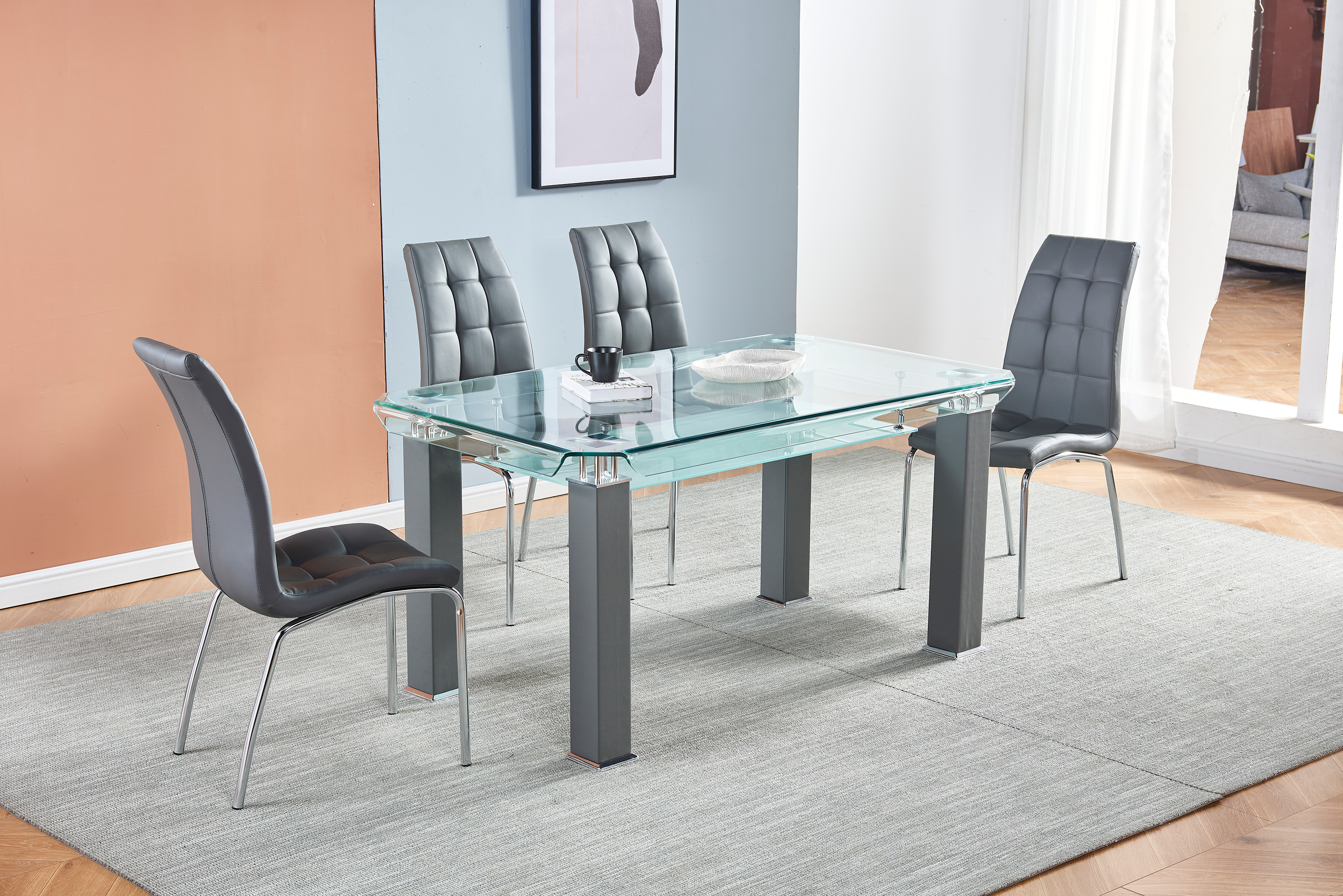 Sarasota Glass Dining Table Grey