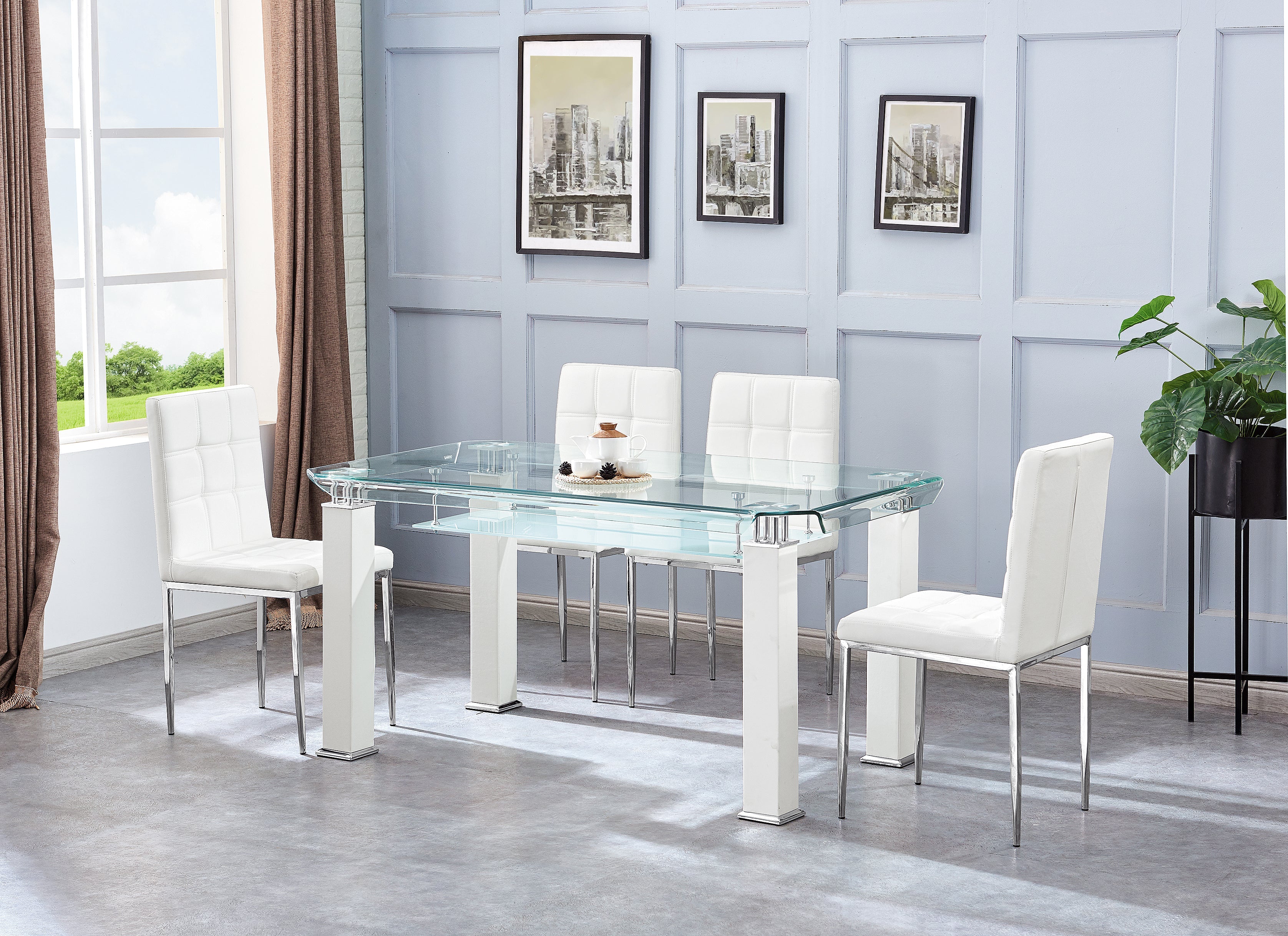 Sarasota Glass Dining Table White