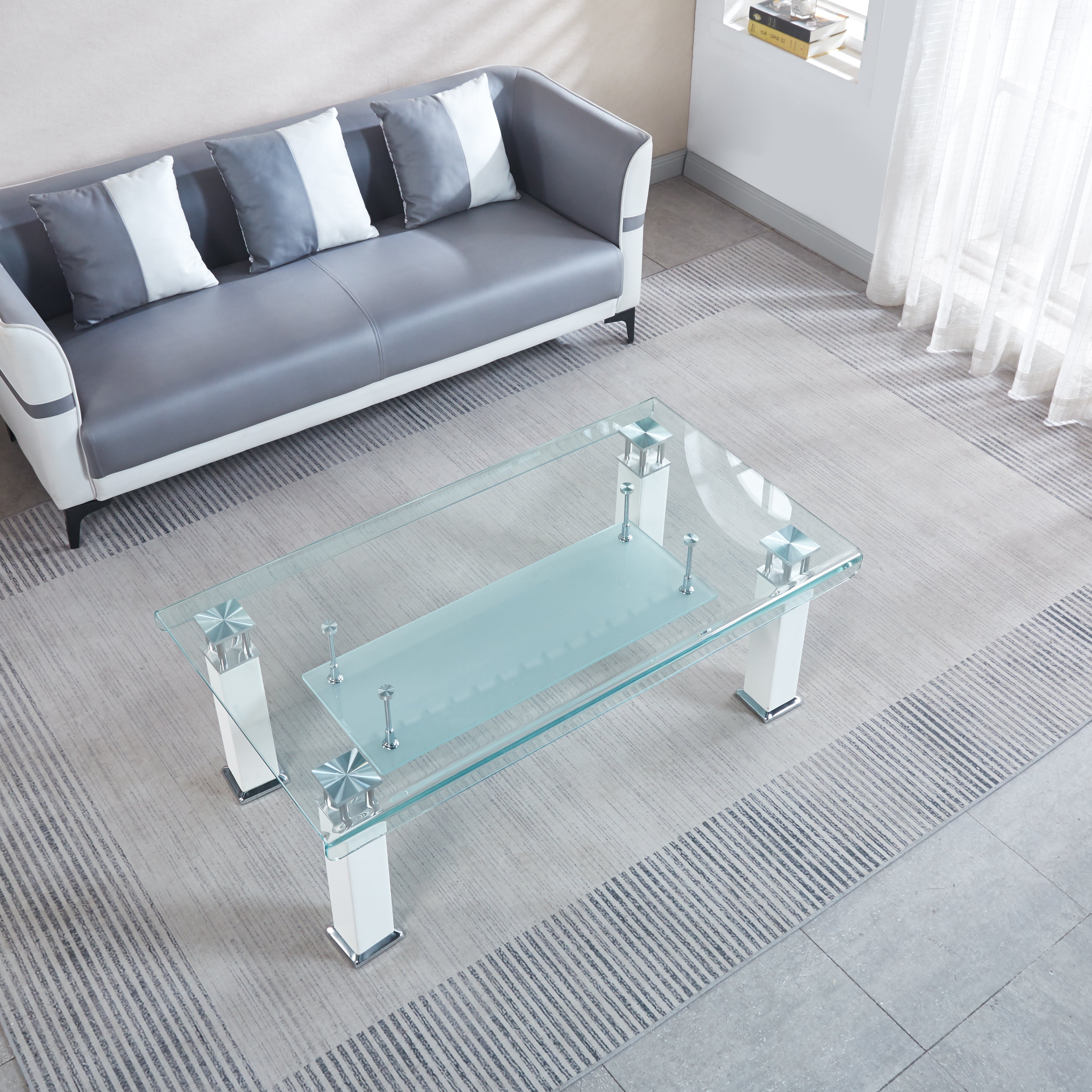 Vasilios Glass Coffee Table White