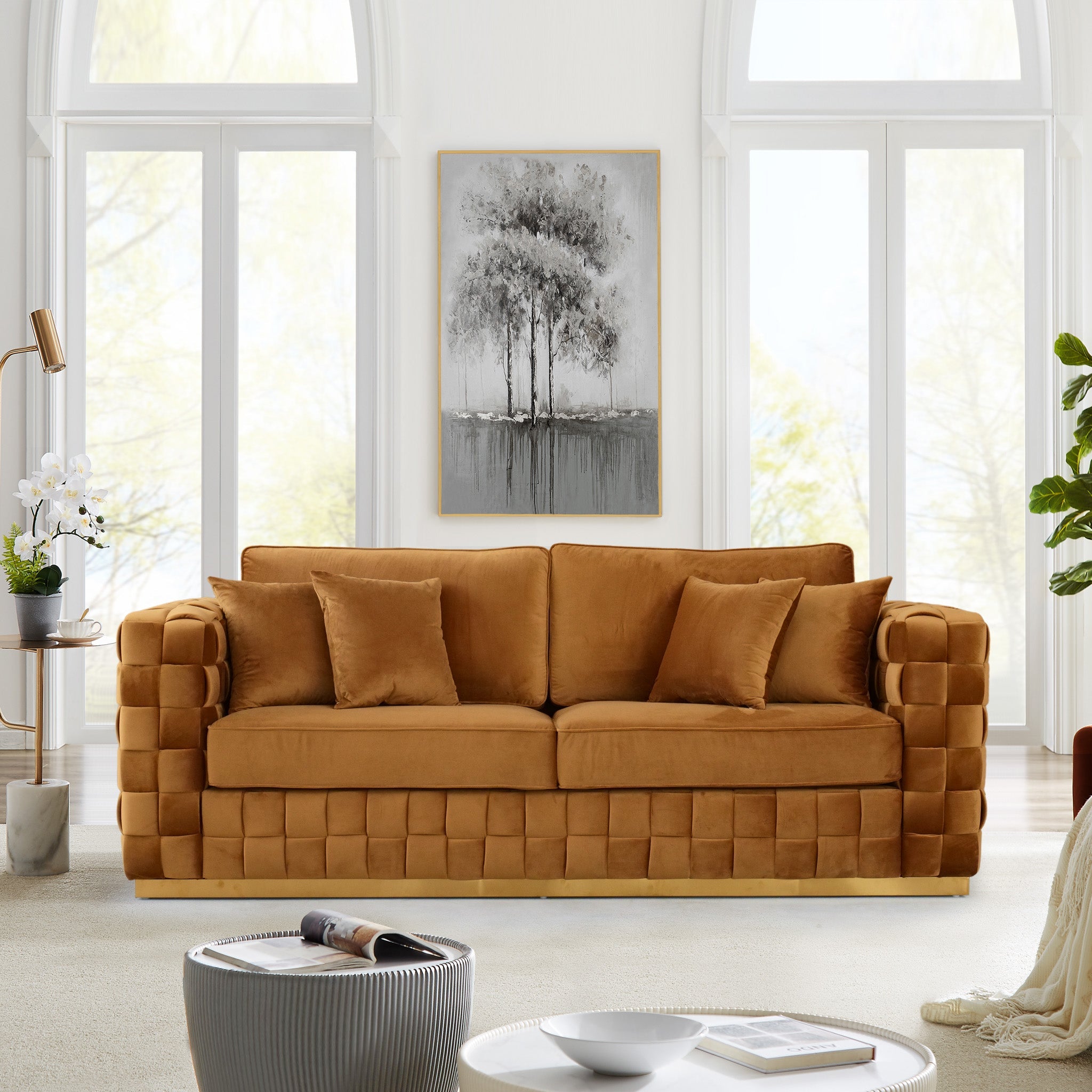 Jordan Mustard Yellow Velvet Sofa