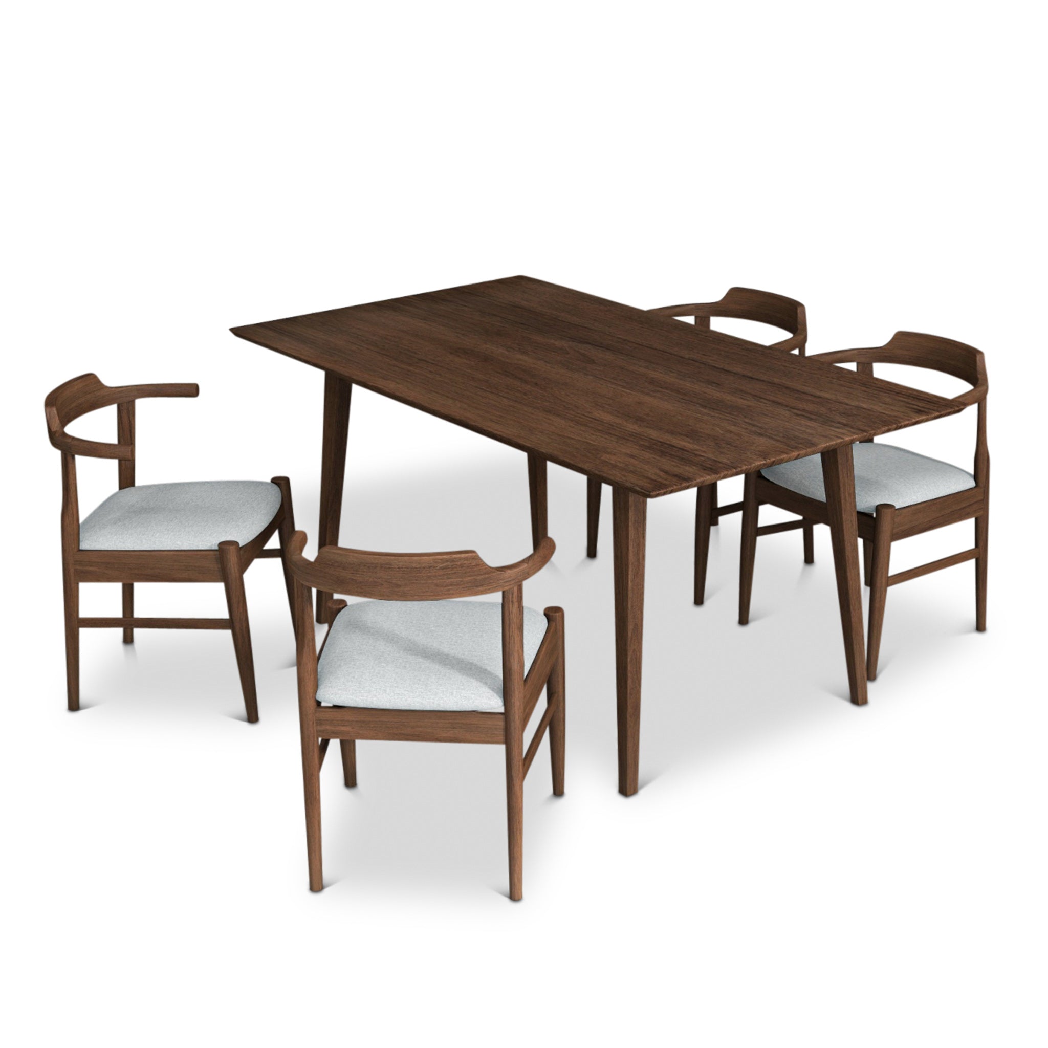 Alpine Large Walnut Dining Set with 4 Sterling Grey Dining Chairs