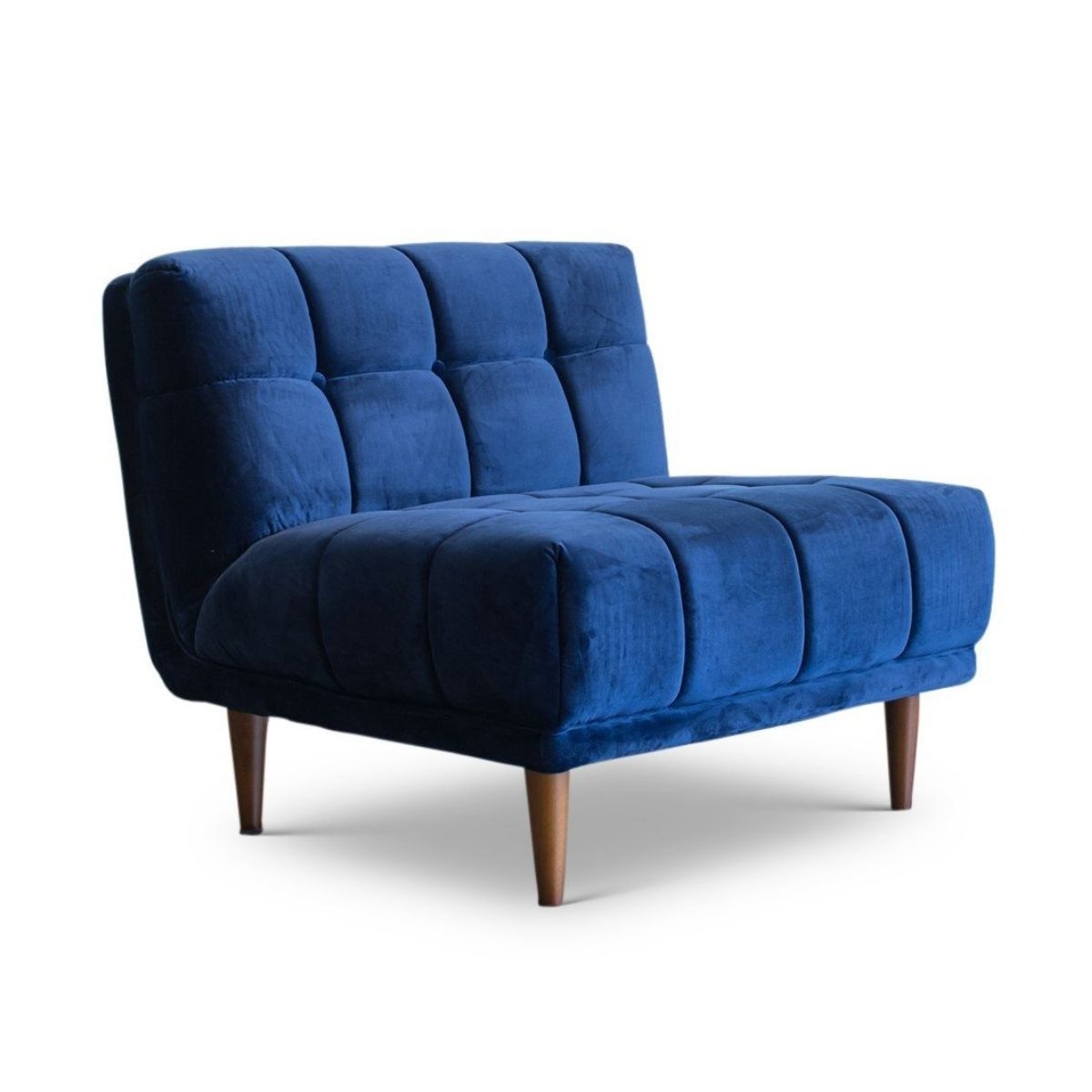 Kano Armless Lounge Chair Navy Blue Velvet