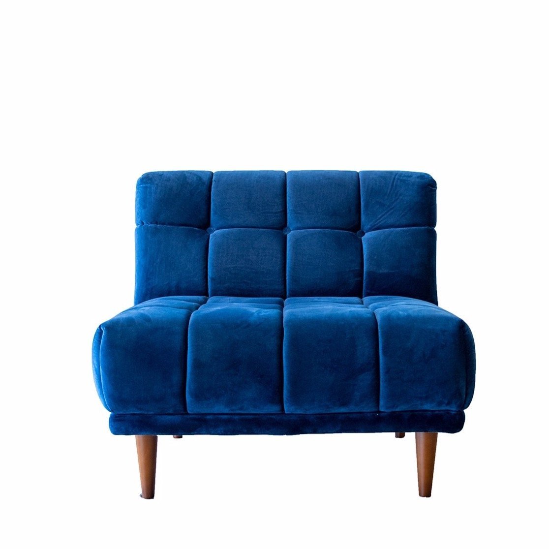 Kano Armless Lounge Chair Navy Blue Velvet