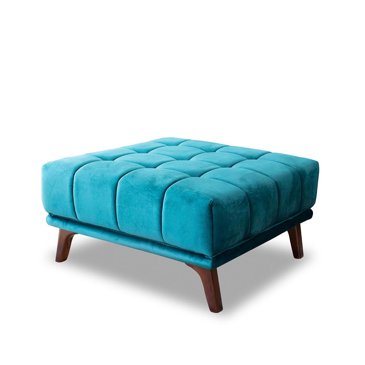 Kano Ottoman Turquoise Velvet