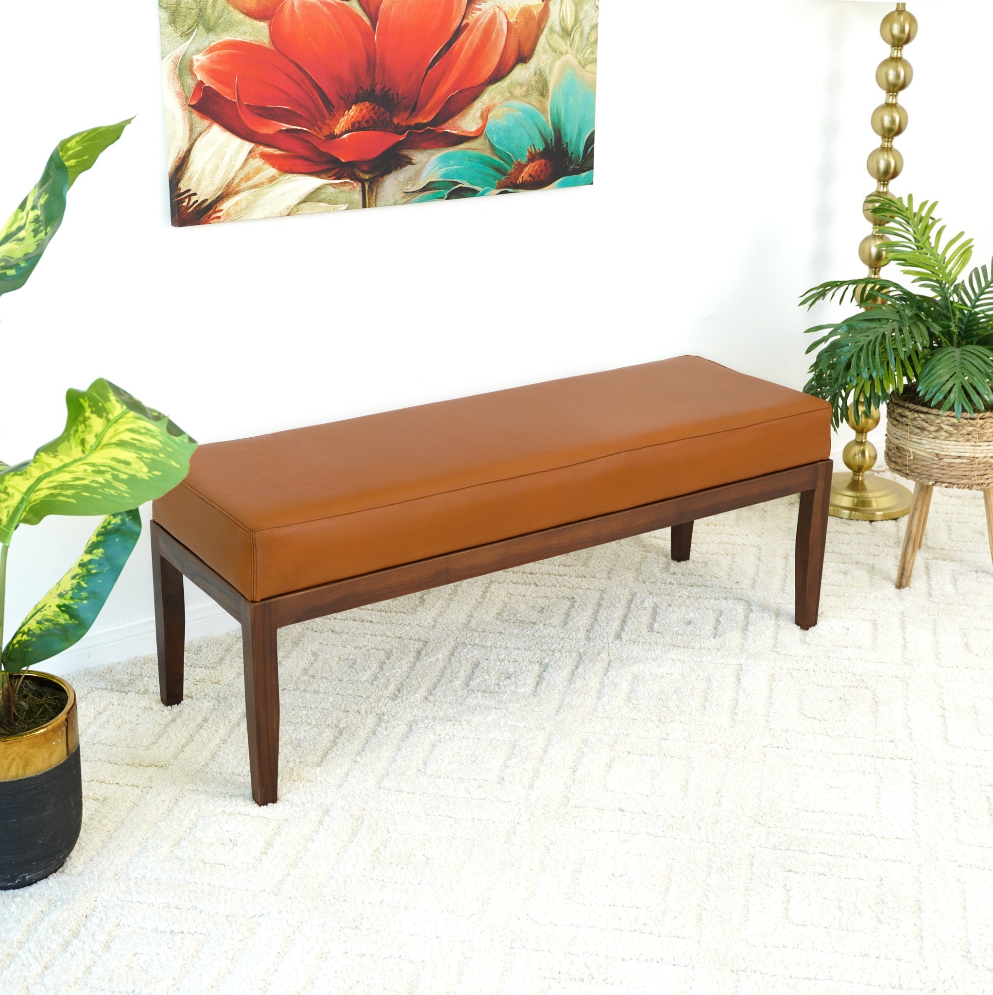 Kampa Bench Dark Tan Leather