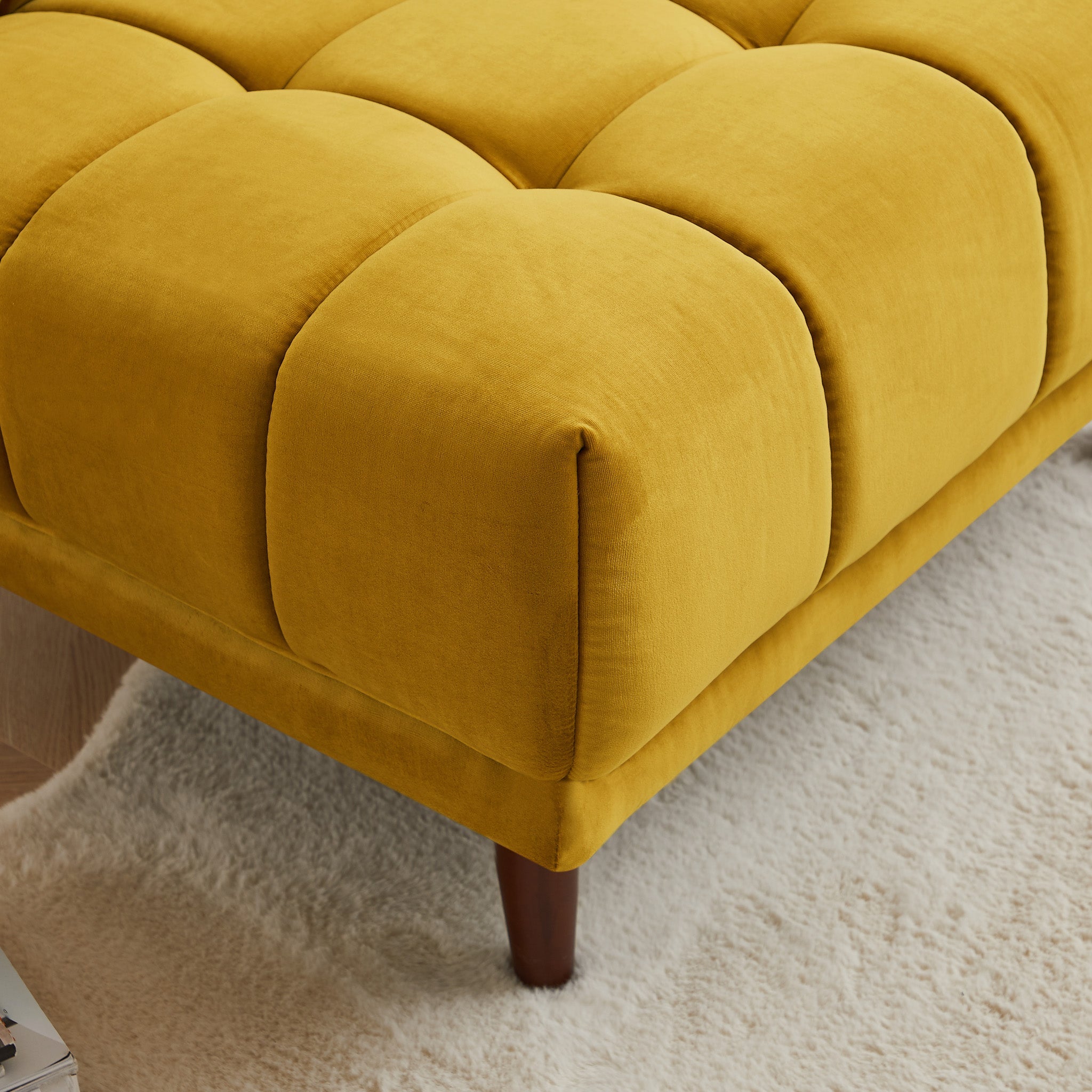 Kano Armless Lounge Chair Dark Yellow Velvet