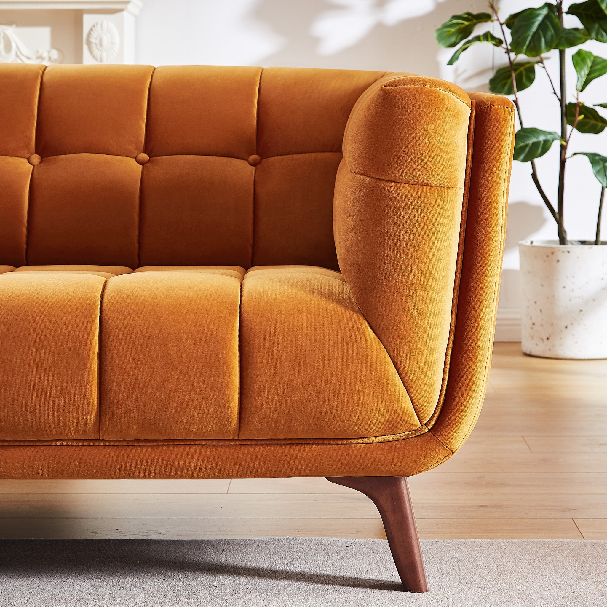 Kano Large Sofa Burnt Orange Velvet