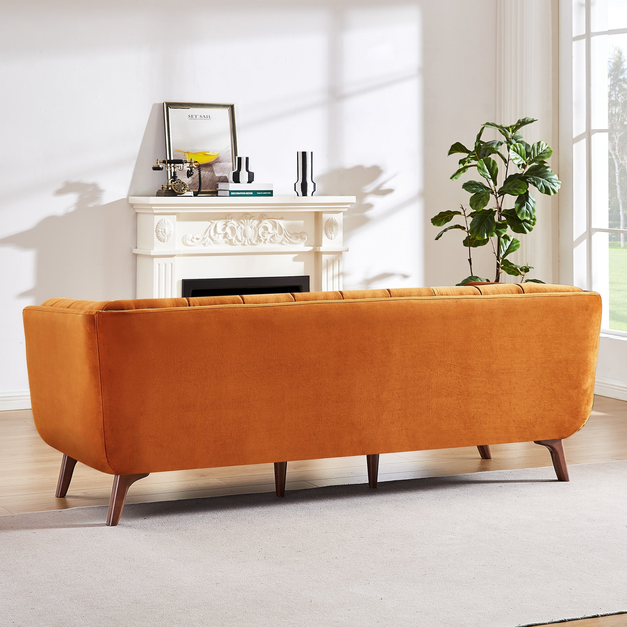 Kano Large Sofa Burnt Orange Velvet