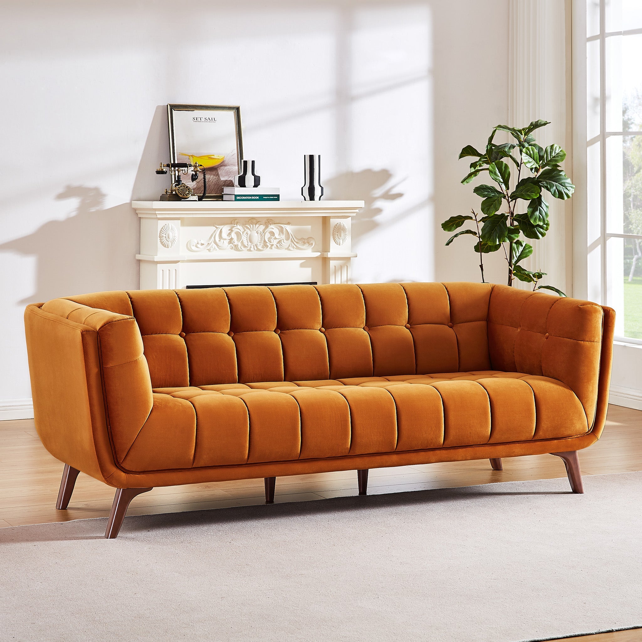 Kano Large Sofa Burnt Orange Velvet