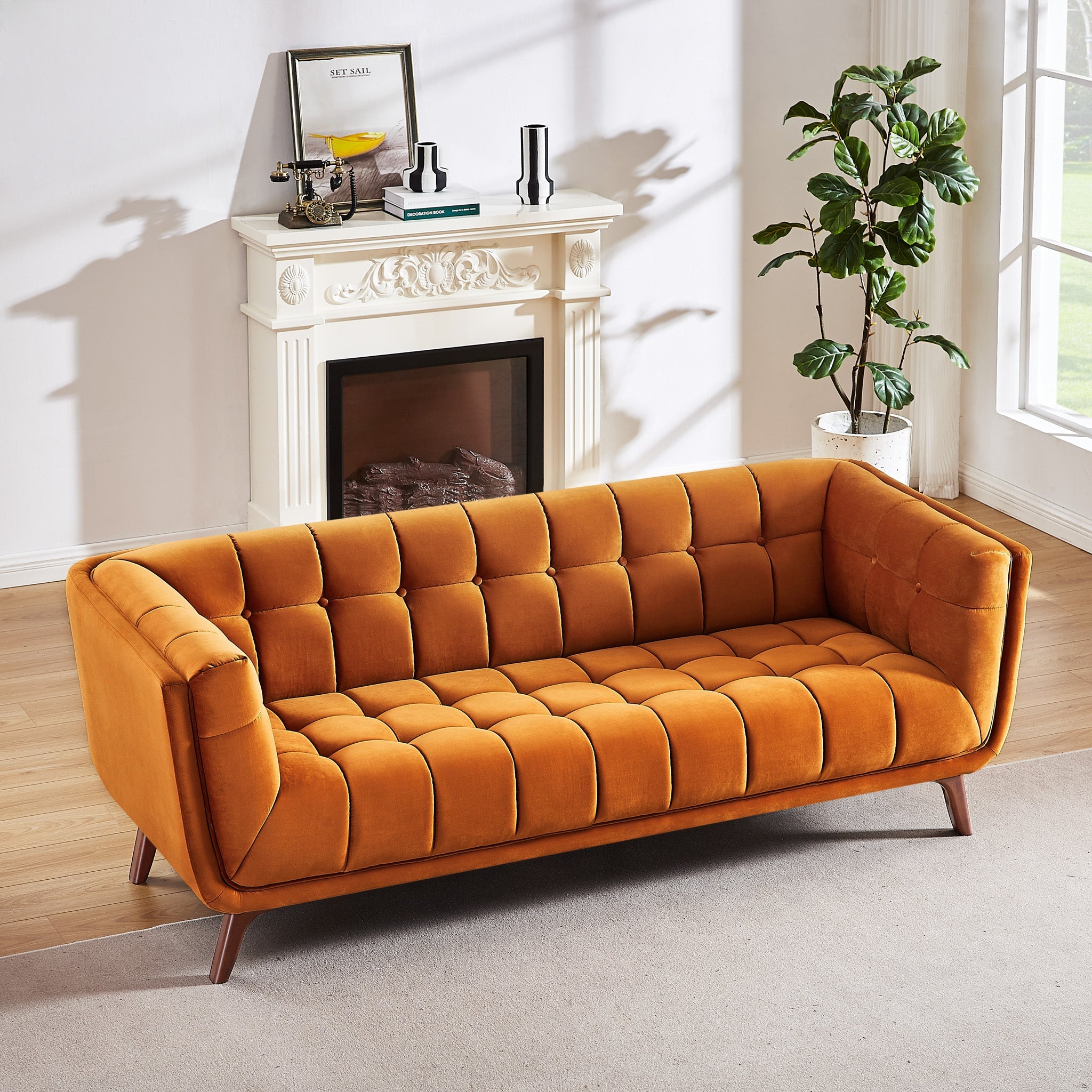 Kano Large Sofa Burnt Orange Velvet