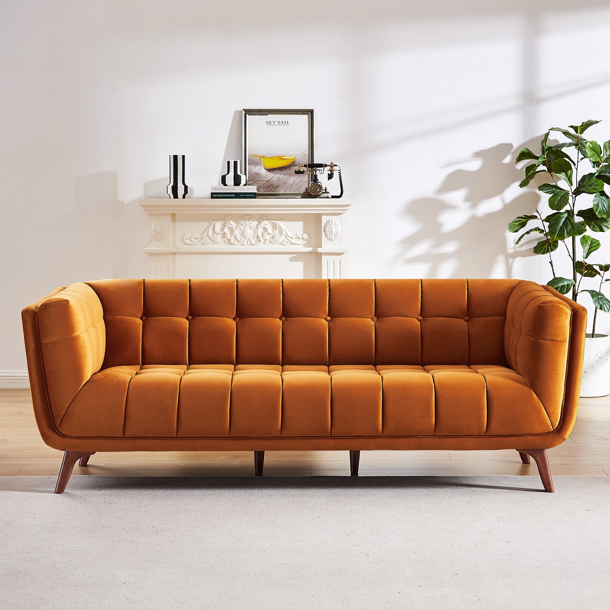 Kano Large Sofa Burnt Orange Velvet