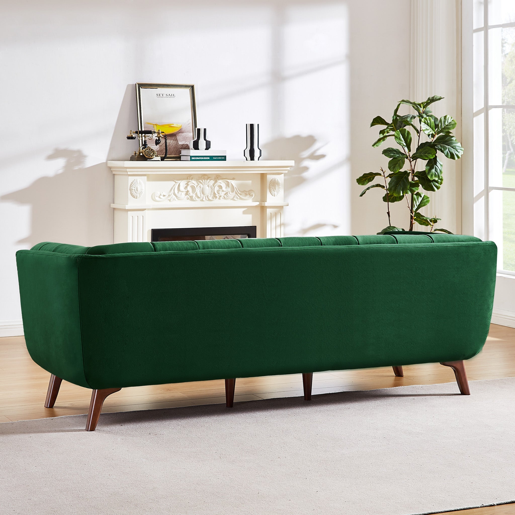 Kano Dark Green Velvet Large Sofa