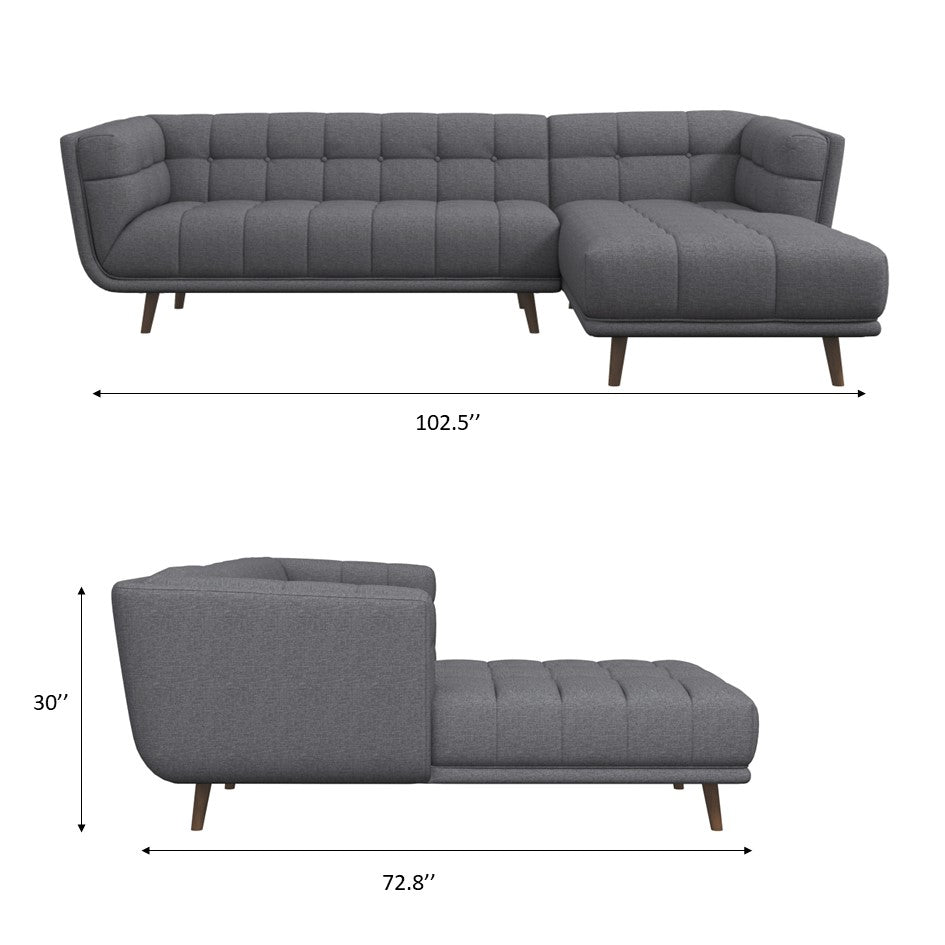 Kano Sectional Sofa Dark Gray Right Facing Chaise