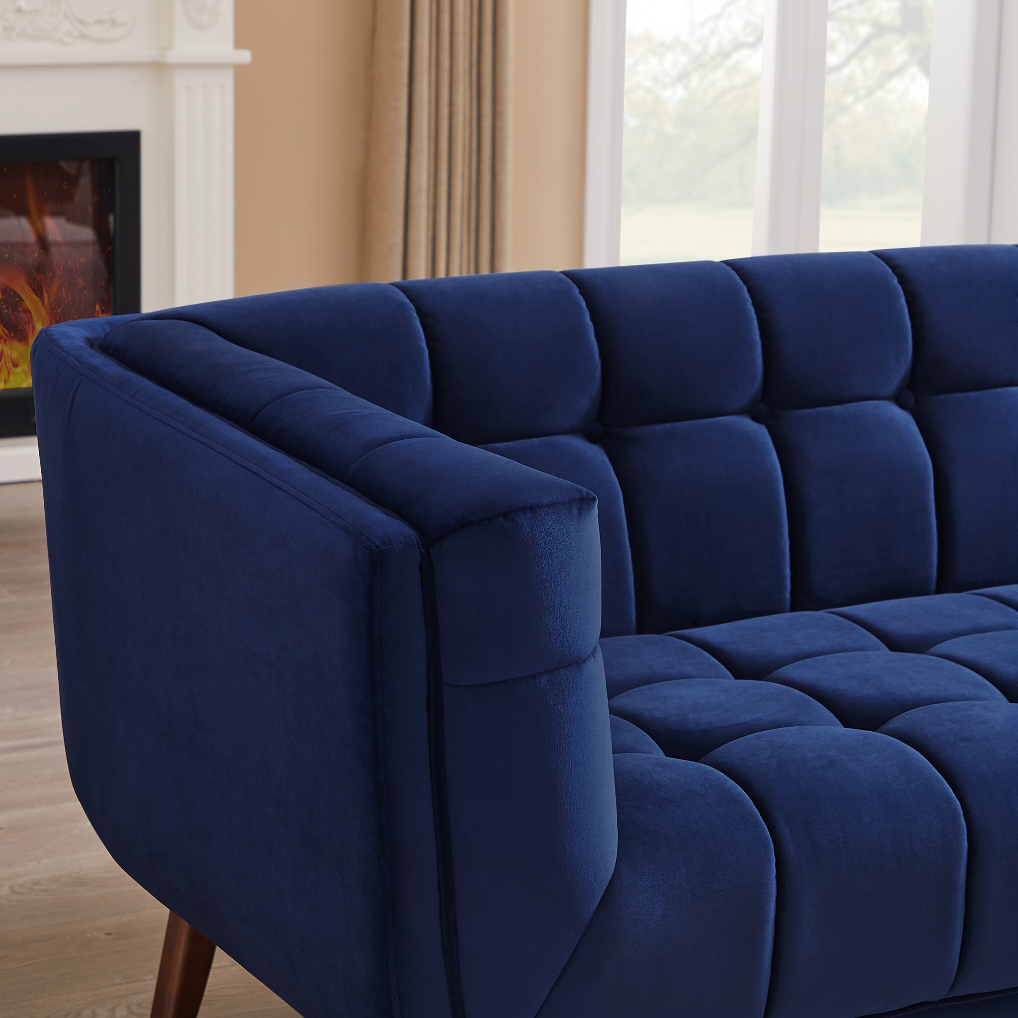 Kano Large Navy Blue Velvet Sofa