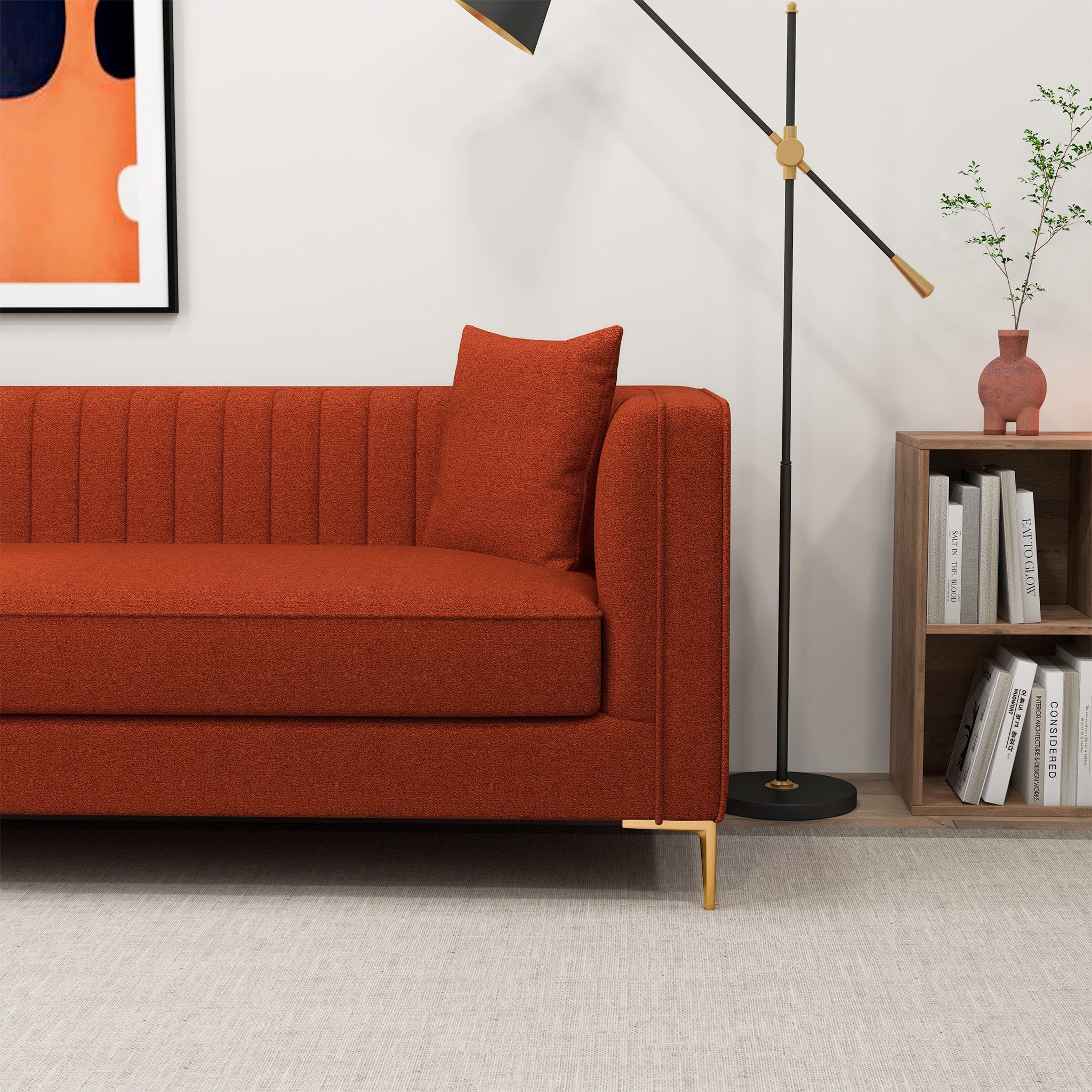 Kendra Red Boucle Sofa 84"